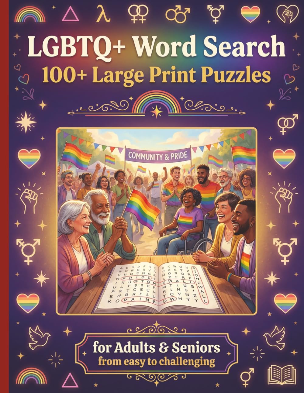 LGBTQ+ Word Search: 100+ Large Print Puzzles | For Adults & Seniors | From Easy to Challenging | Pride, History, Identity & Community | Celebrate & Connect | Perfect Pride Month & Coming Out Gift