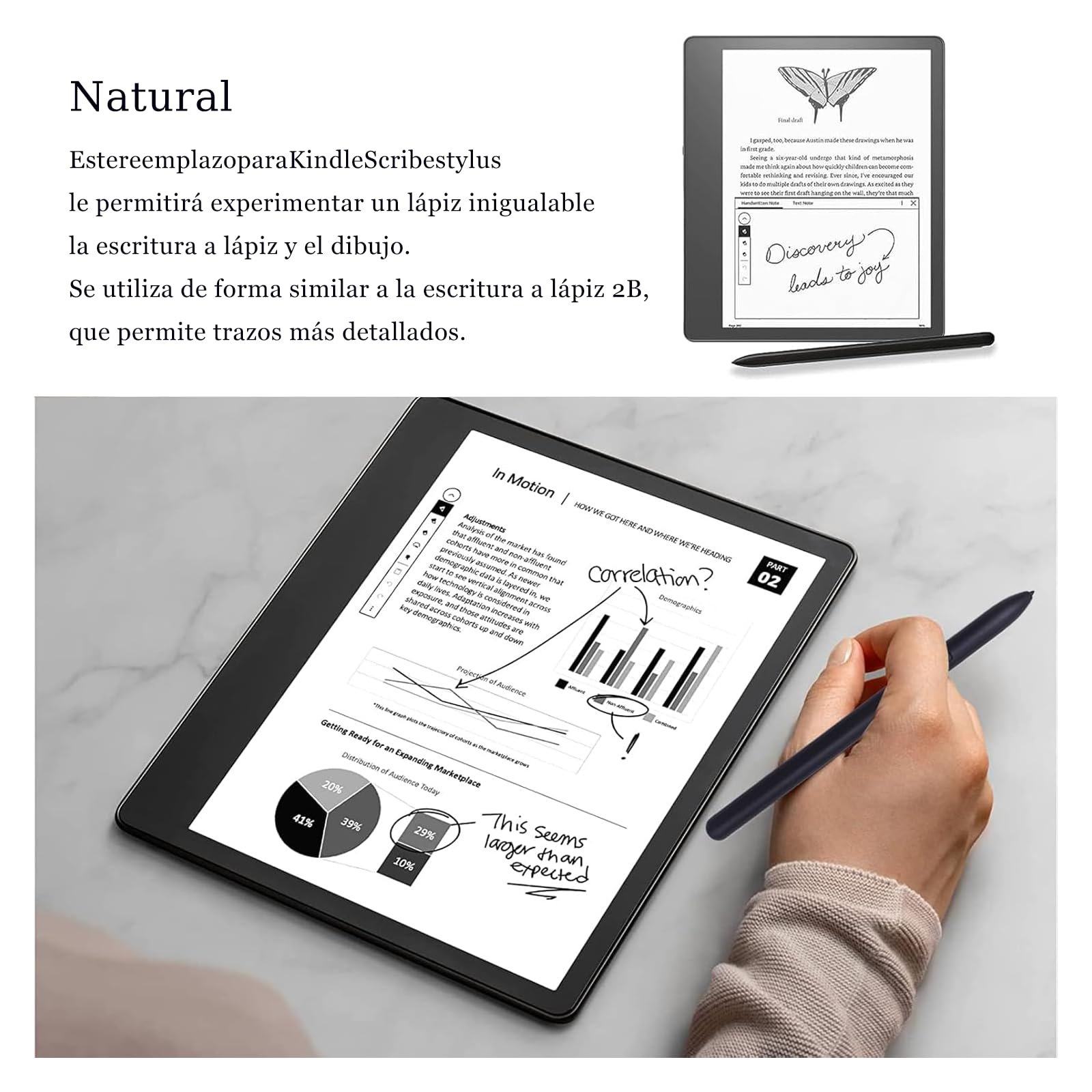 Stylet pour Kindle Scribe Premium Pen compatible avec Kindle et écriture de cahier numérique, remplacement de dessin pour Kindle Scribe Pen avec fixation magnétique, sensibilité à la pression 4096