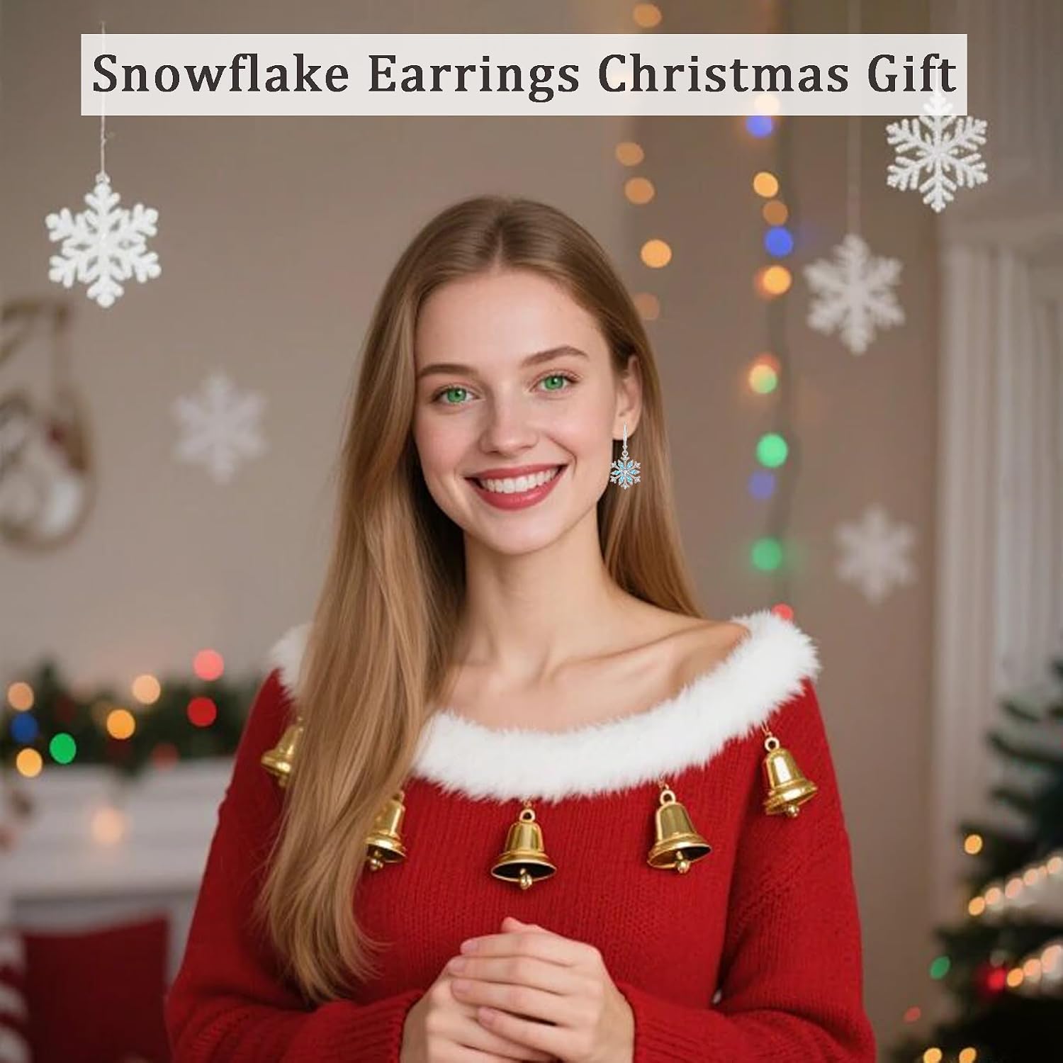 Christmas Snowflake Earrings, 925 Sterling Silver Cubic Zirconia Earrings Snowflake Dangle Drop Earring for Women, Christmas Jewelry Gifts for Her Mom Wife