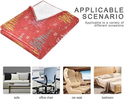 Miniatura 4 de KLL Multicolored Christmas Trees Red Sofa Throw Blanket Warm Cozy Holiday Sofa Throw Blanket 50"x60" for Couch Camping