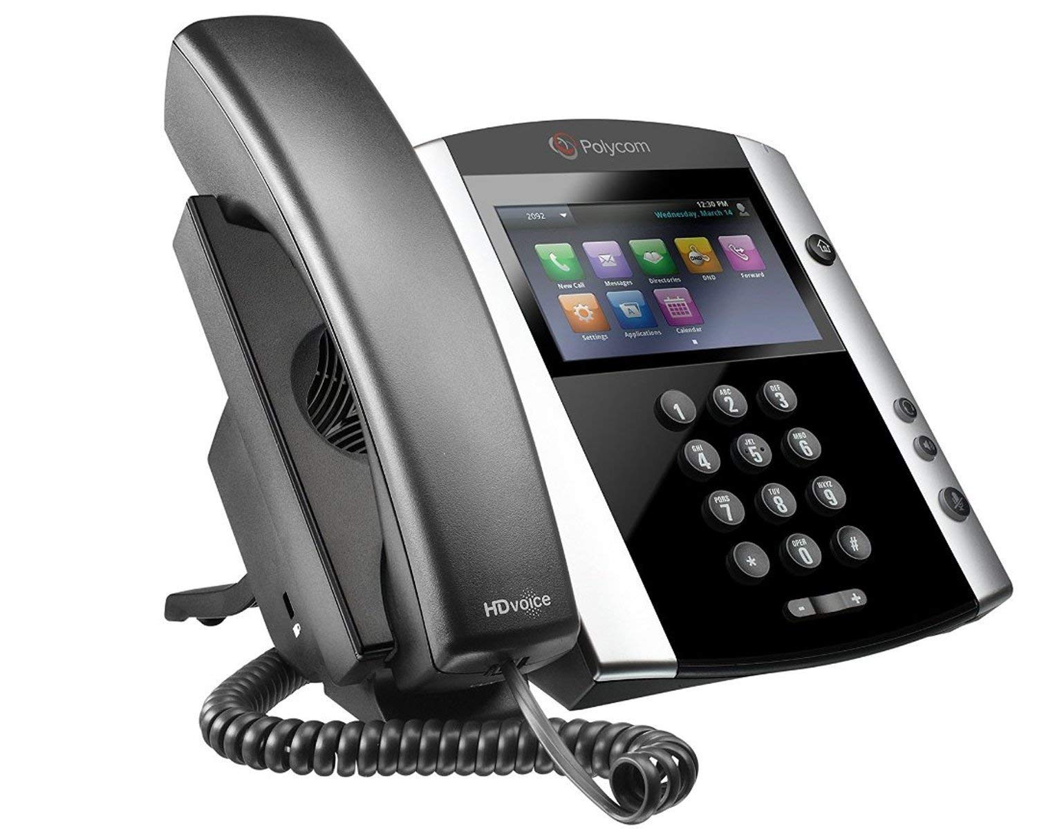Polycom VVX500 Skype Business Media Phone - 2200-44500-019 (3.5” Touchscreen, 12-line PoE, Power Adapter Not Included) (Renewed)