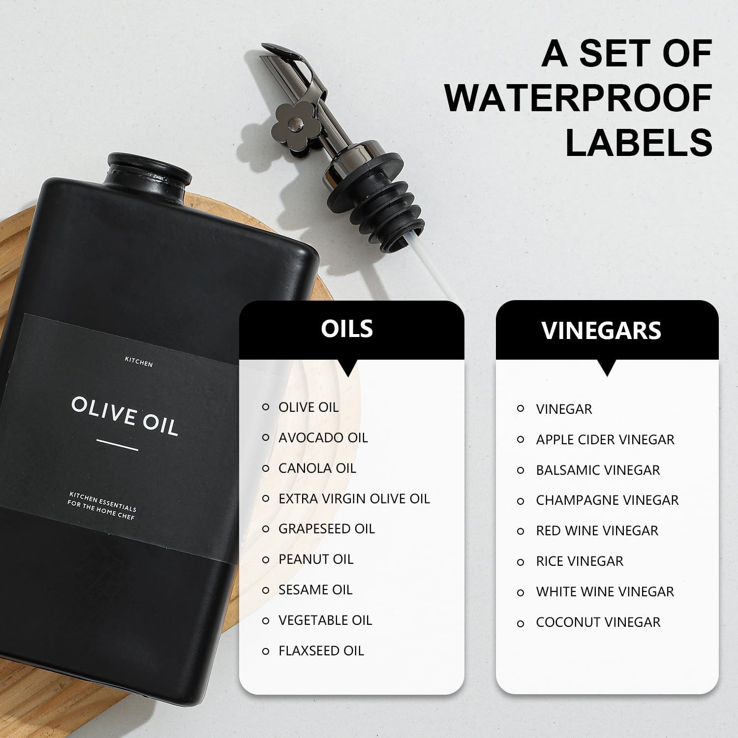 HOMCDALY Olivenölspender für die Küche, 340 ml, Glas-Küchenspenderflasche, schwarzes Öl- und Essig-Menage-Set, auslaufsicher, Olivenöl zum Kochen, 2 Stück (340 ml, Schwarz)