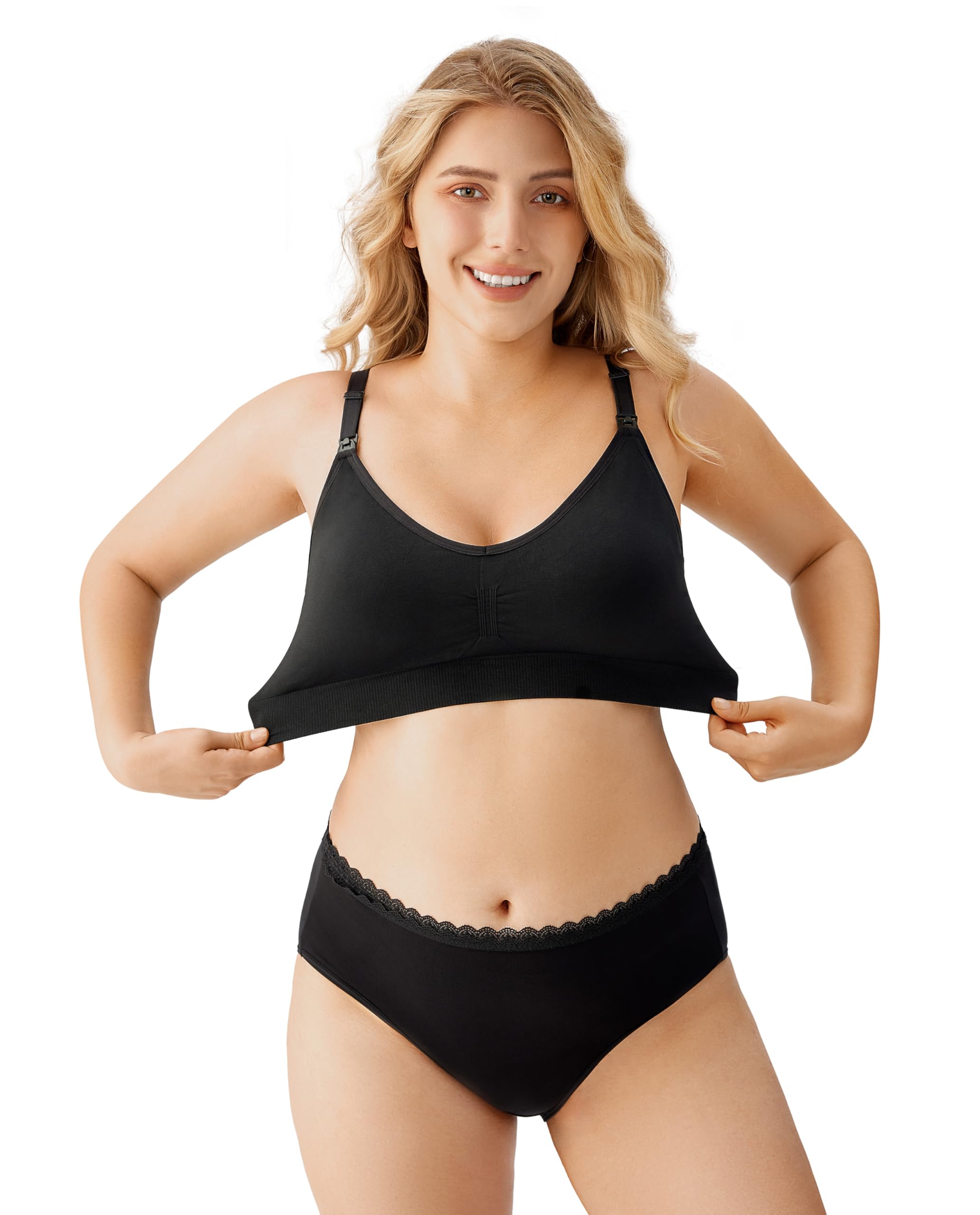 HBselect 3 PCS Reggiseno Allattamento con Estensione Reggiseno Bra Donna Morbido e Traspirante Reggiseno Senza Ferretto e Senza Cuciture