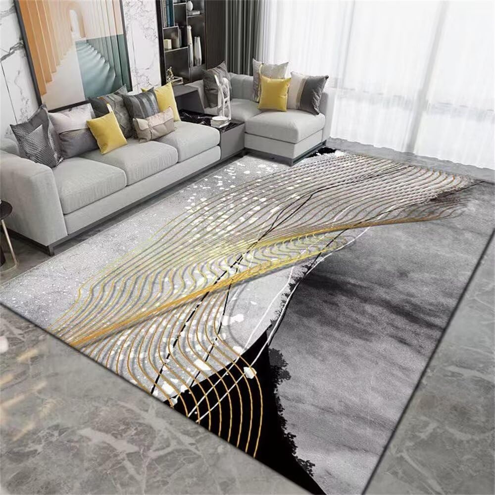 Tapis chambre adulte bleu et gris 150x200 cm lavable