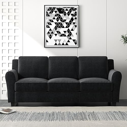 Bonzy Home 80.7" Sofa, 3 Seater Sofa Couch for Living Room, Modern Sofa with Thicked Cushion for Living Room Apartment Office, Black