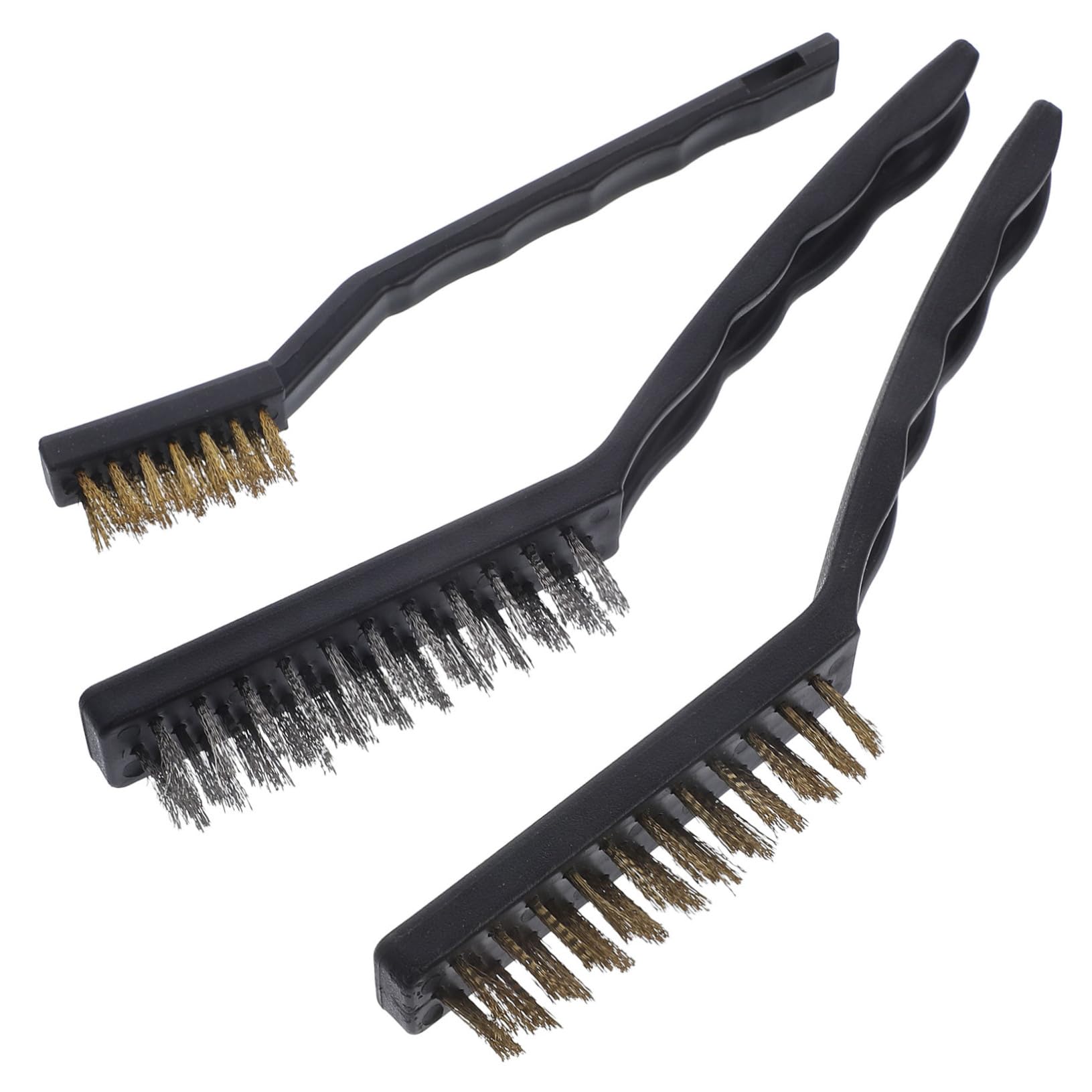 MUCKLILY Stainless Steel Wire Brush Set 7in Brass 9in Brass 9in Stainless Nylon Bristles Crevice Cleaning Brush