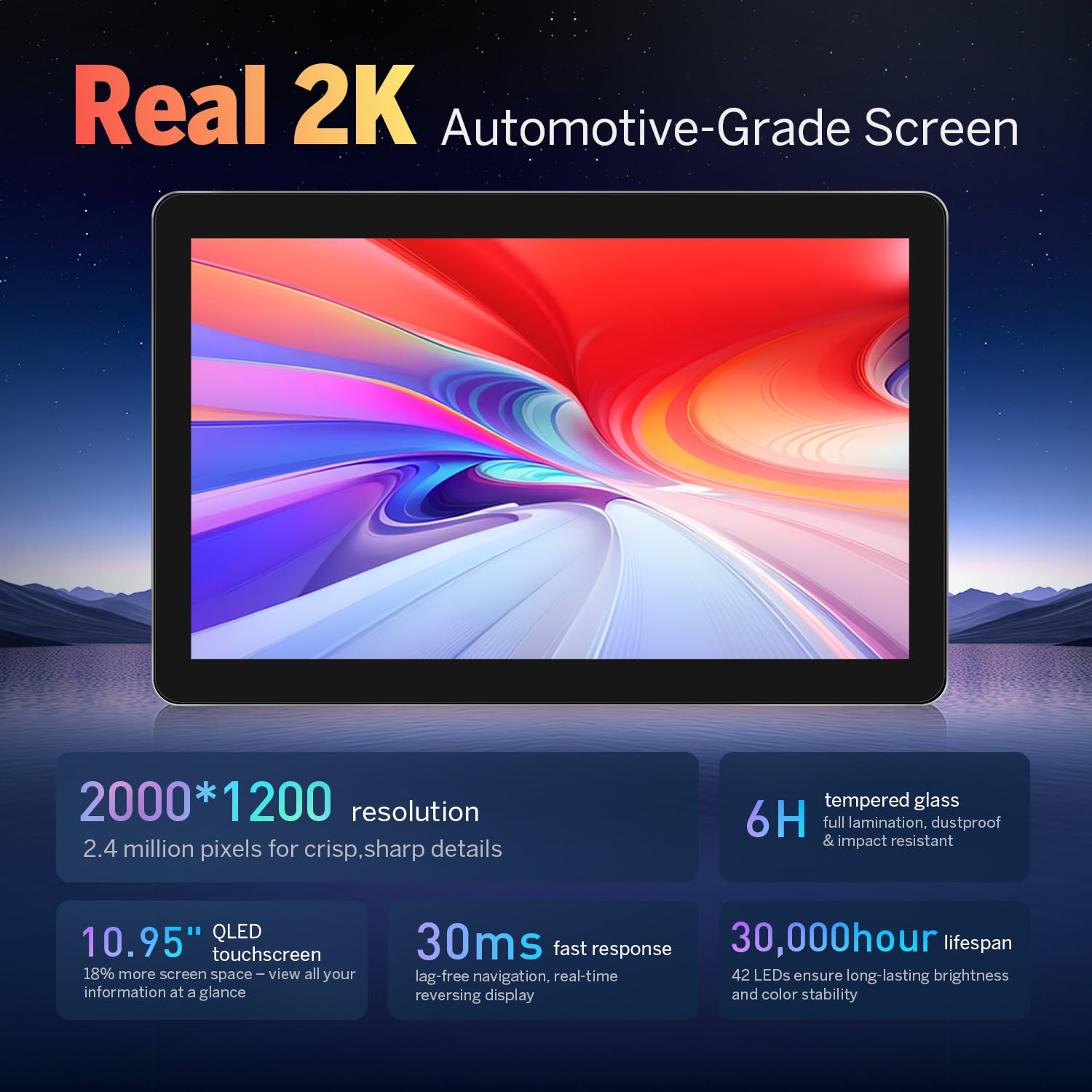 Eonon 10.95 Pulgadas, 8 núcleos, Android 13, 6+64 GB, 4G, GPS, 1 DIN, autorradio con CarPlay, Android Auto, DSP, Bluetooth, Pantalla Dividida, cámara de visión Trasera SD1X6S2