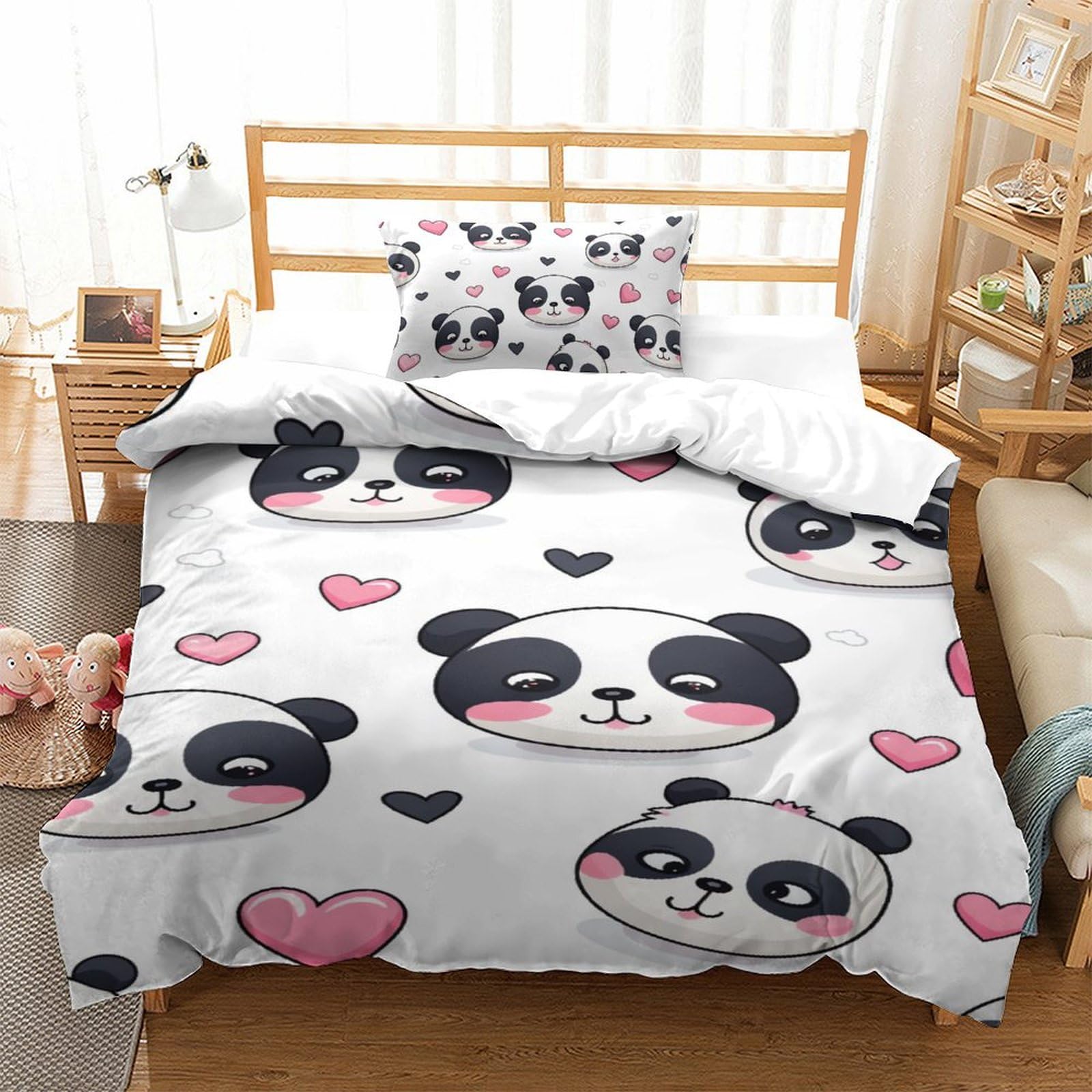 Housse de couette ours 3D avec fermeture éclair pour lit 1 personne