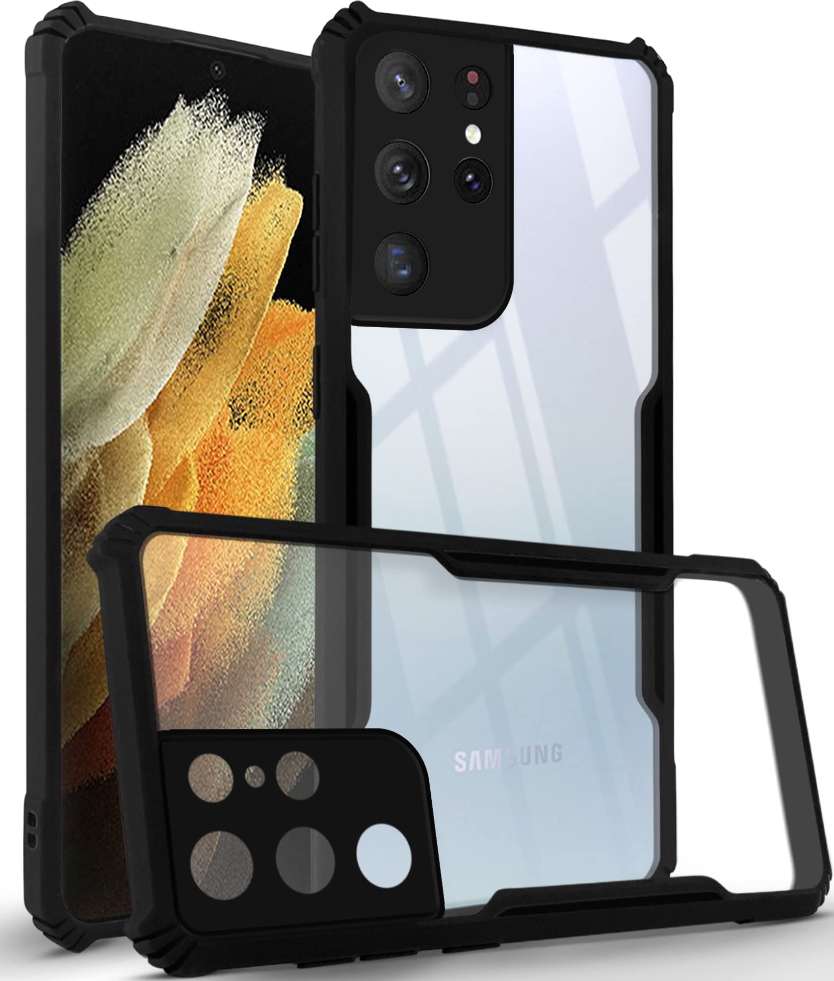 Jkobi Back Cover Case for Samsung Galaxy S21 Ultra 5G (Shockproof with Polycarbonate Clear Panel | Professional Black) (B0C244SRTB) Amazon Price History, Amazon Price Tracker