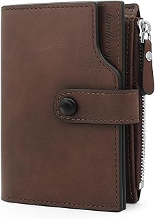 Portefeuille Homme RFID Bloquant Porte Monnaie Cuir PU Porte Feuille avec 17 Porte Carte, Portefeuille Vertical pour Hommes avec Porte Monnaie Zippé (Marron Foncé)