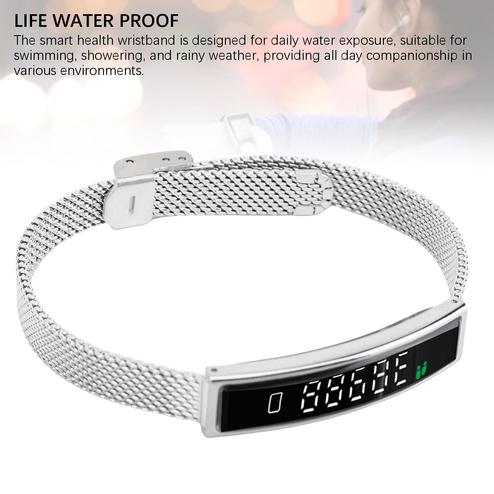 Wakects Pulsera Inteligente Rastreador De Ejercicios con Bluetooth 5.3, Pulsera De Ejercicios A Prueba De Agua Contador De Pasos Rastreadores De Actividad para iOS Correr Nadar (Silver)