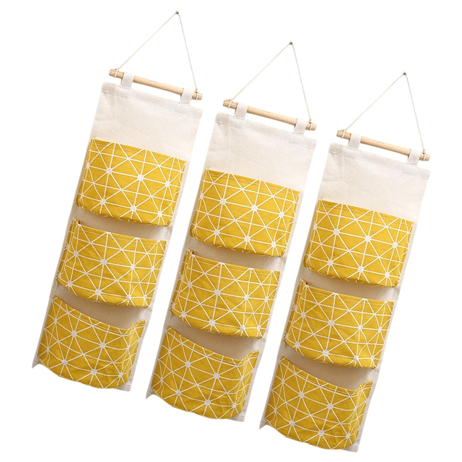 Kangnice Launderable Triplicate Compartment Wall Storage for Bedroom Kitchen Bathroom Space Efficient Cotton Plan Cotton Hanging Planner