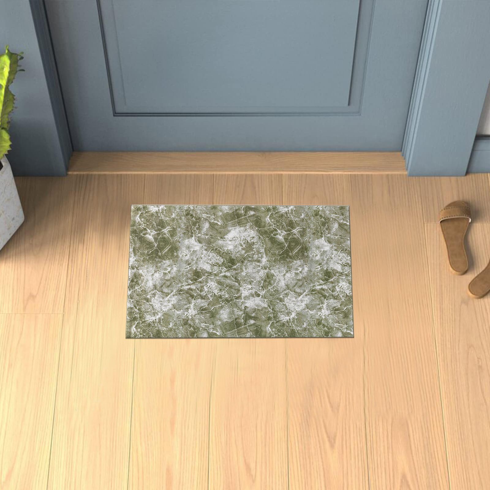 renoazul® Anti Slip Doormat With Gel Backing - Marble Rug - 40 x 60 cm - Green Door Mat - Washable Low Pile Rug, Door Matt - Ideal For Living Room, Bedside, Entrance And Welcome Mat.
