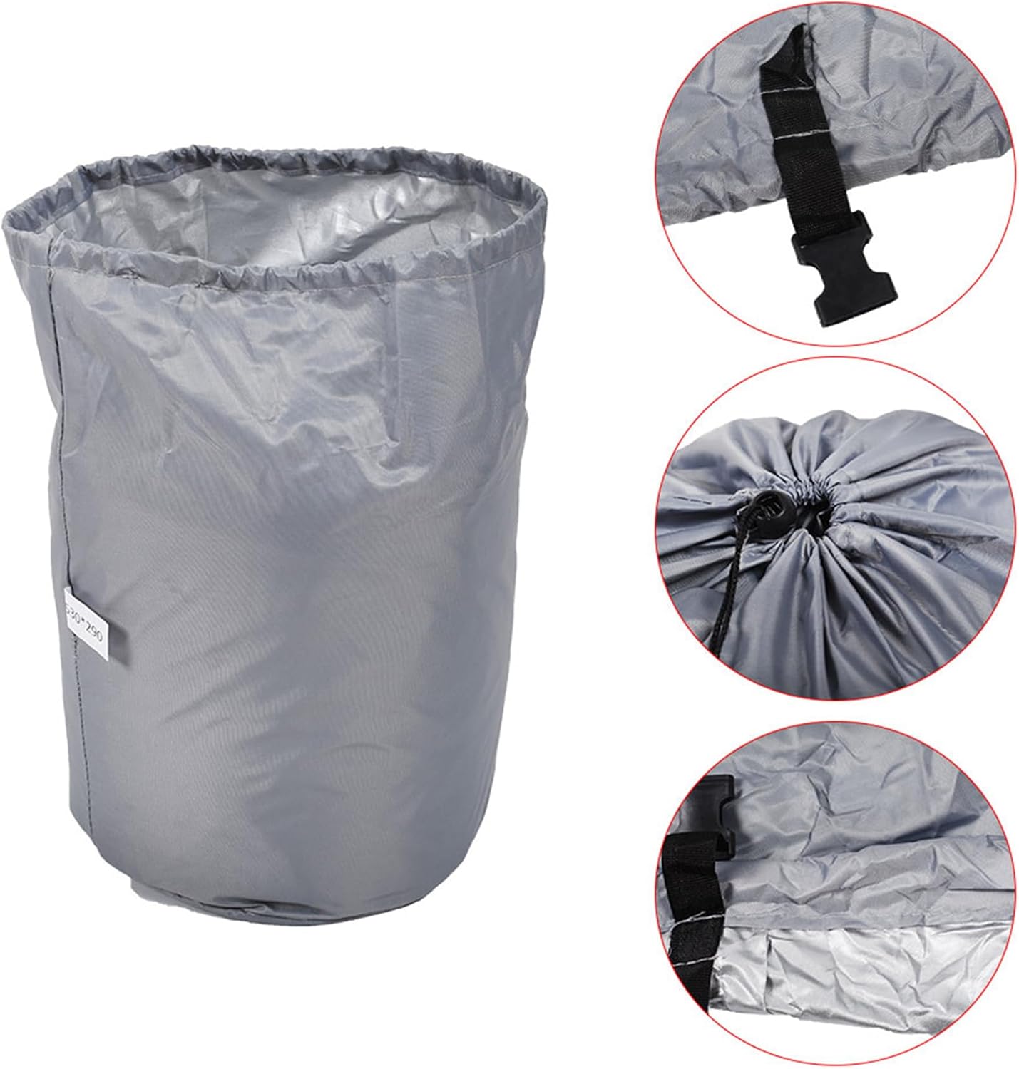 WFLNHB 17-19Ft 210D Heavy Duty Trailerable Grey Boat Cover Replacement for V-Hull Fishing Boat Tri-Hull Runabout Bass Boat