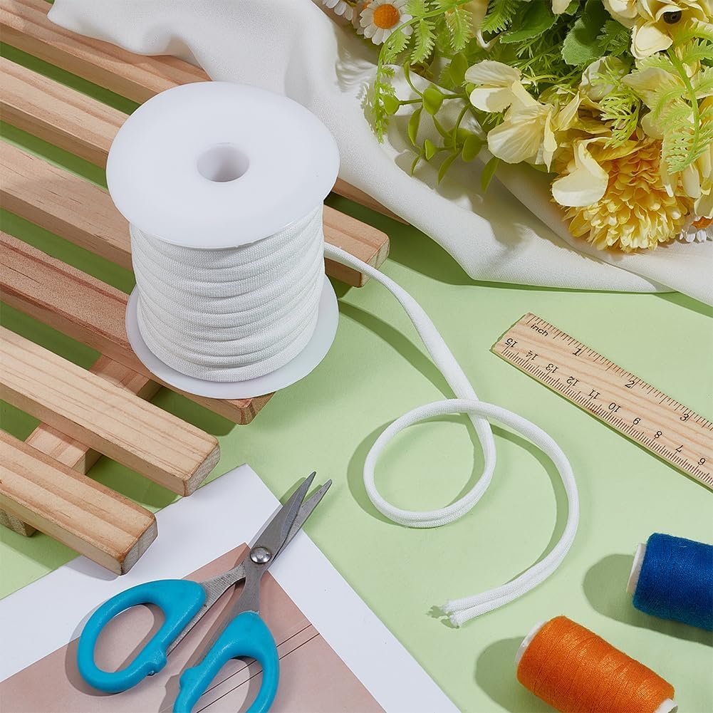 BENECREAT 16.6 Yards Double Welt Cord, 1/4Inch Double Polyester Piping, Upholstery Piping Trim for Sewing, Cushions, Slipcovers, and DIY Decor (White)