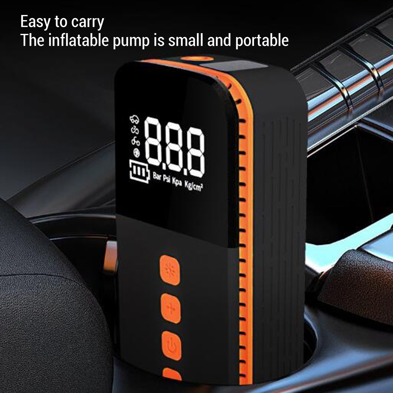 Fockety Gonfiatore Portatile per Pneumatici con Display Digitale per Auto | Pompa ad aria senza fili con luce LED per moto, bicicletta, pallone sportivo, uso di emergenza
