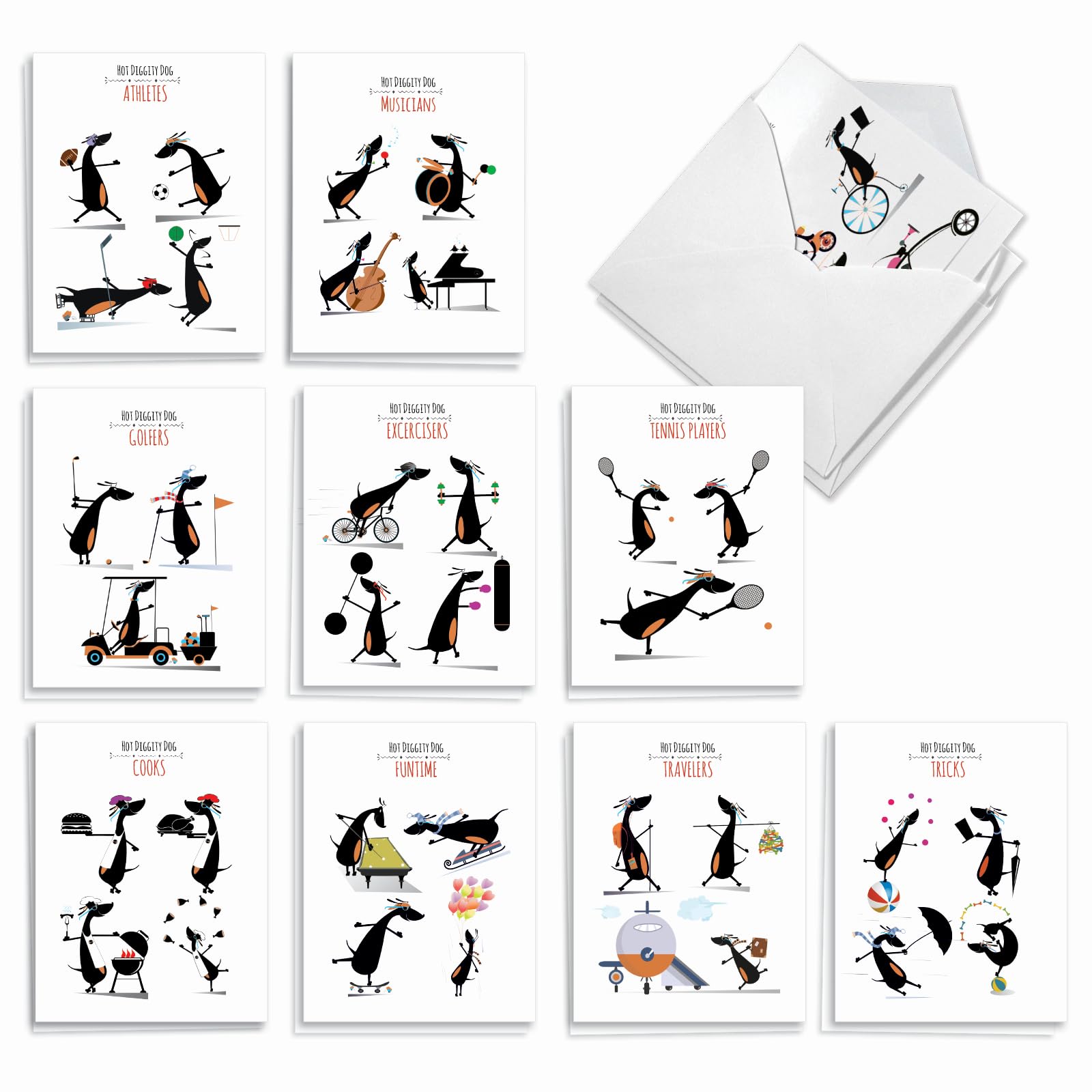 Best Card Co 20 Mini Assorted Notecards Hot Diggity Dog AM9515OCB-B2x10