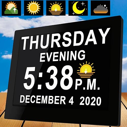 Véfaîî Reloj digital de 20 alarmas de 8 pulgadas grande con 1280 x 800P HD, DST automático, recordatorios personalizados, 6 pantallas, 7 modos de