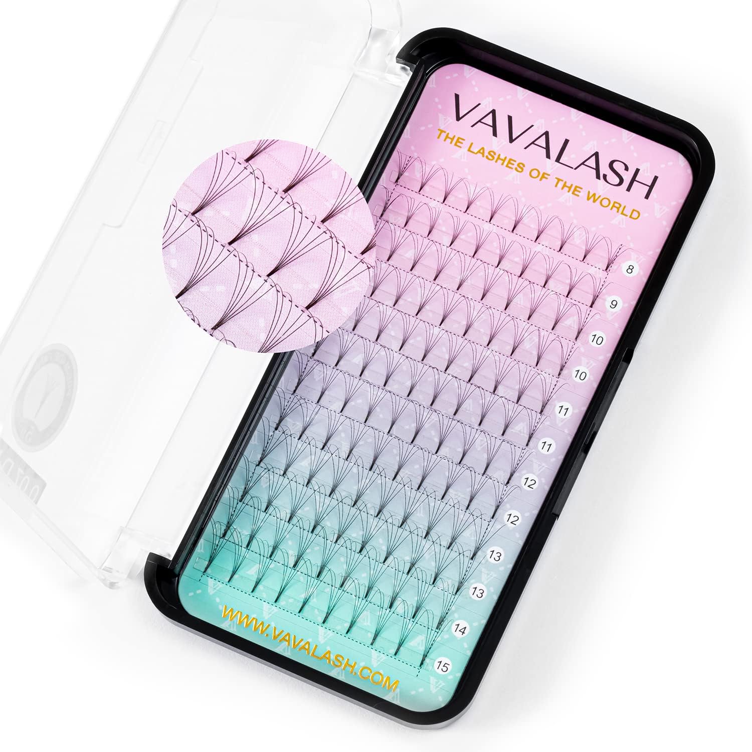 (5D-0.10-C, 15 mm) - Eyelash Extensions 3D 4D 5D 6D 7D 10D Thickness 0.05/0.07/0.1 C/D Curl Eyelashes Short Stem heat bonded Premade Fans Russian Volume Pre-fanned Lash Extensions Supplies (5D-0.10...