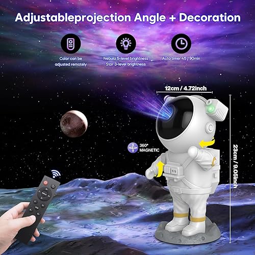 Miniatura 5 de Proyector de estrellas de astronauta, proyector de galaxia, luz nocturna, lámpara de proyección de techo de nebulosa estrellada de astronauta con