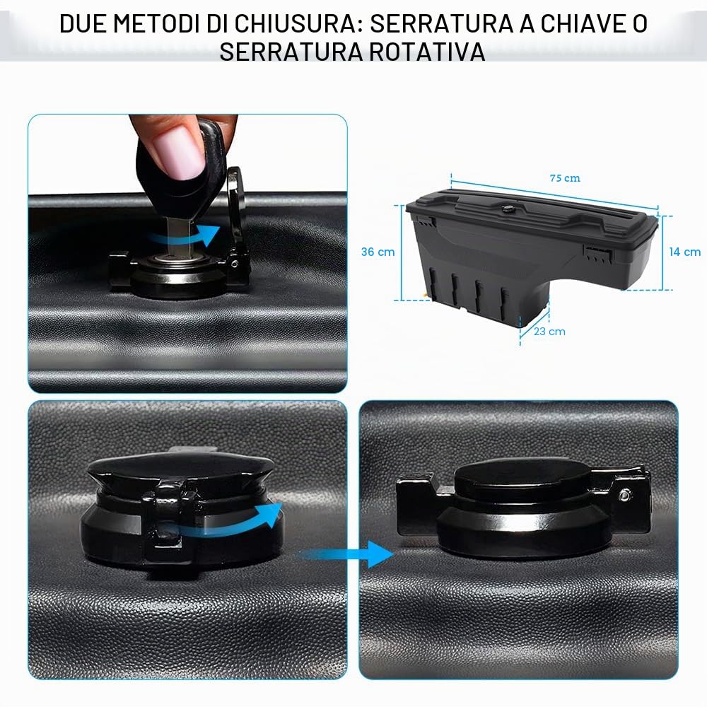 Cassetta degli attrezzi per Ford Ranger 2023 2024 2025 T9 Pickup universale bagagliaio letto organizer accessori 180° Swing Case (lato sinistro)