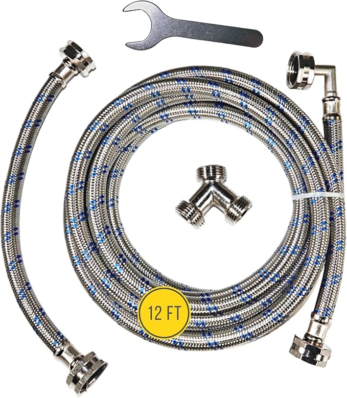 LONG Steam Dryer Hose Install Kit (12 FT) OCTAGON Connections for Easy & Secure