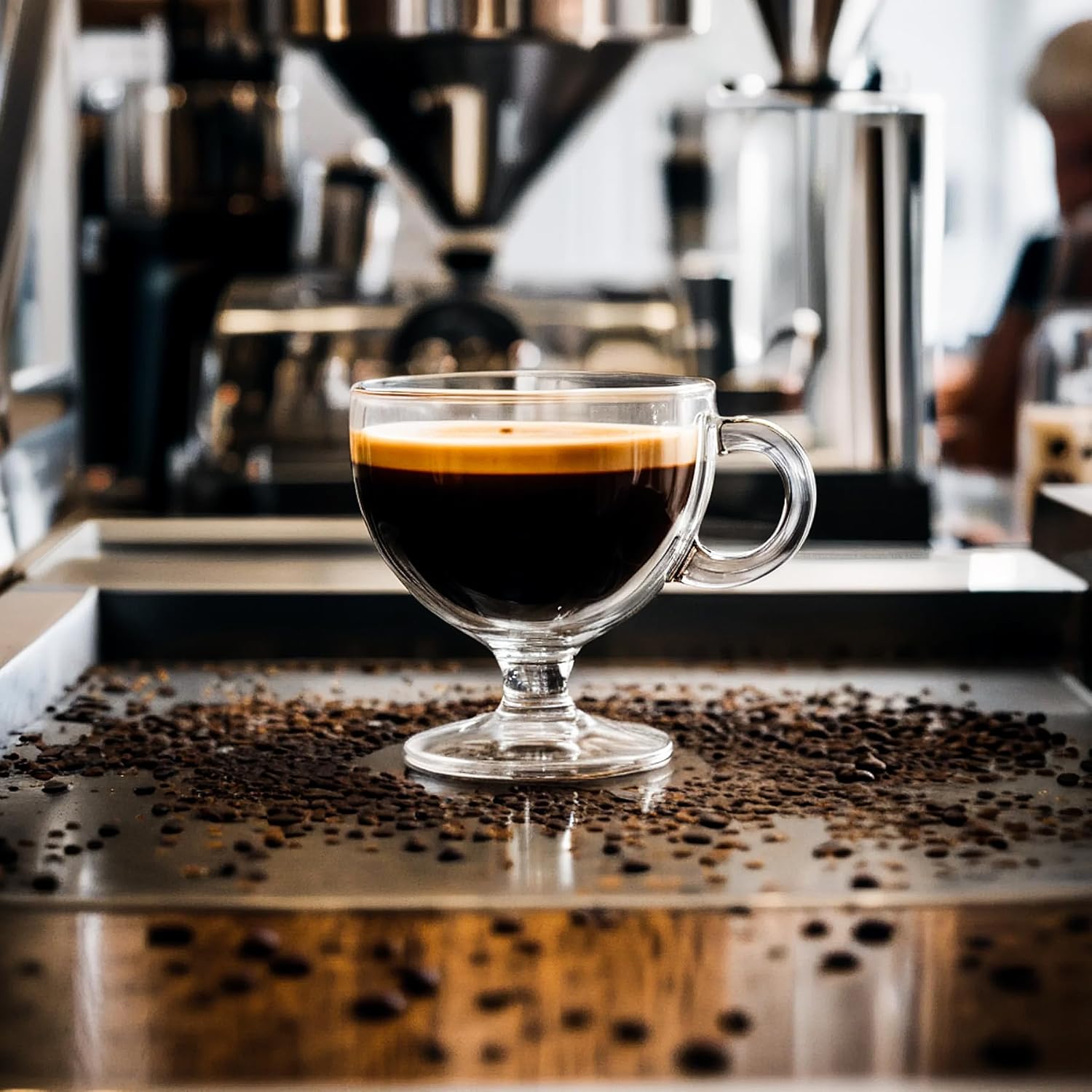 Glass Coffee Mugs with Handle - 8 OZ Footed Glass Coffee Cups - Footed Transparent Tea Cup for Latte, Cappuccino, Dessert, Beverages - Image 3