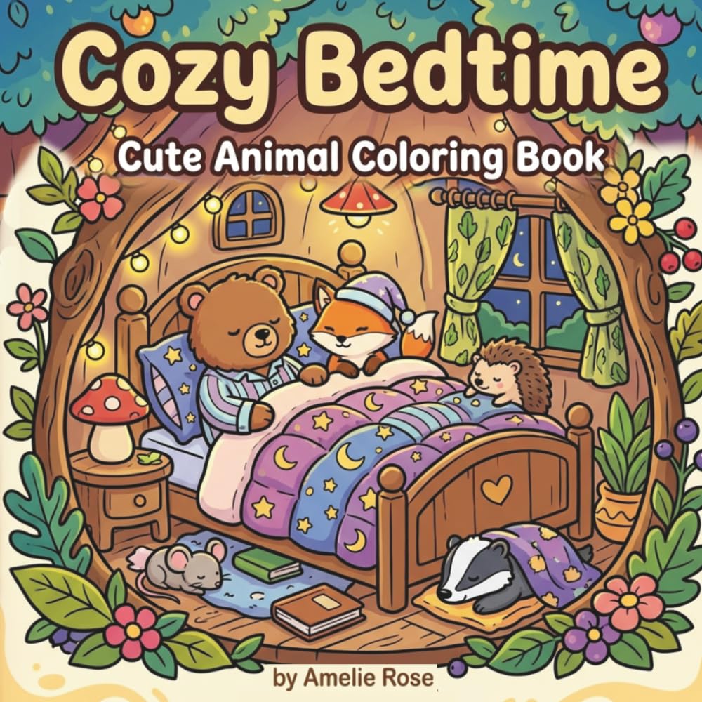 Cozy Bedtime: Cute Animal Coloring Book (Cozy Coloring Book Collection)