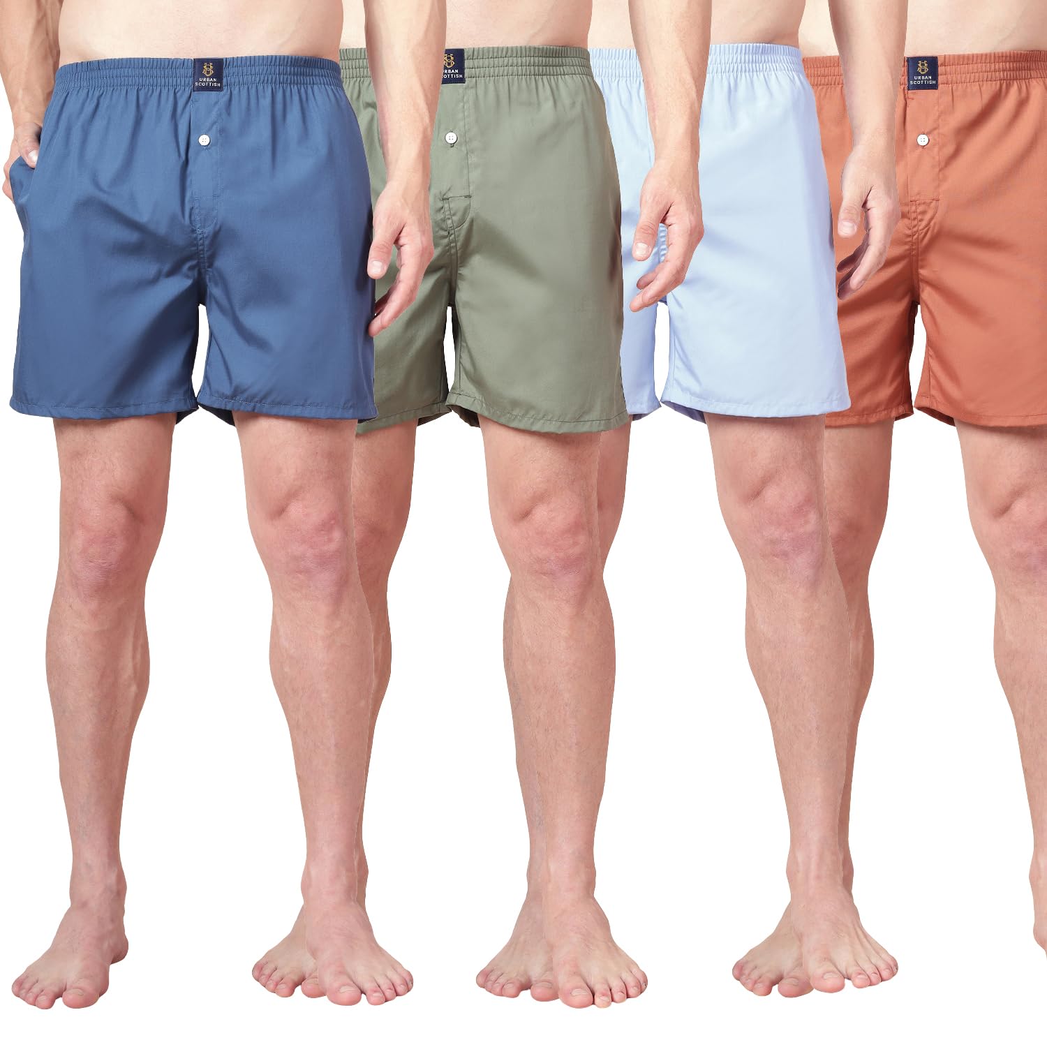 urban scottish Men’s 100% Cotton Solid Boxers Shorts with Side Pockets (Pack of 4) (USB-02-03-05-06-XXL) Multicolour-picture-27