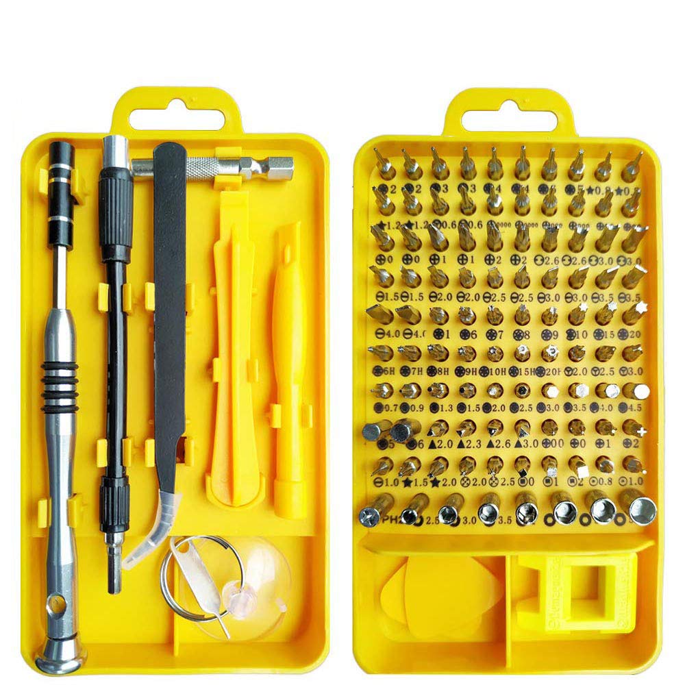 Screwdriver Set, 110 in 1 Precision Screwdriver Kit, Electronics Repair Tool Kit for PC, Smart Phones, iPhone, iPad, Tablets, MacBook, Laptop, Other Electronics (Yellow)