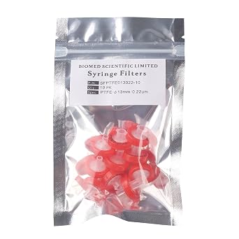 Syringe Filters PTFE 13mm Diameter 0.22um Pore Size Non Sterile Pack of 10