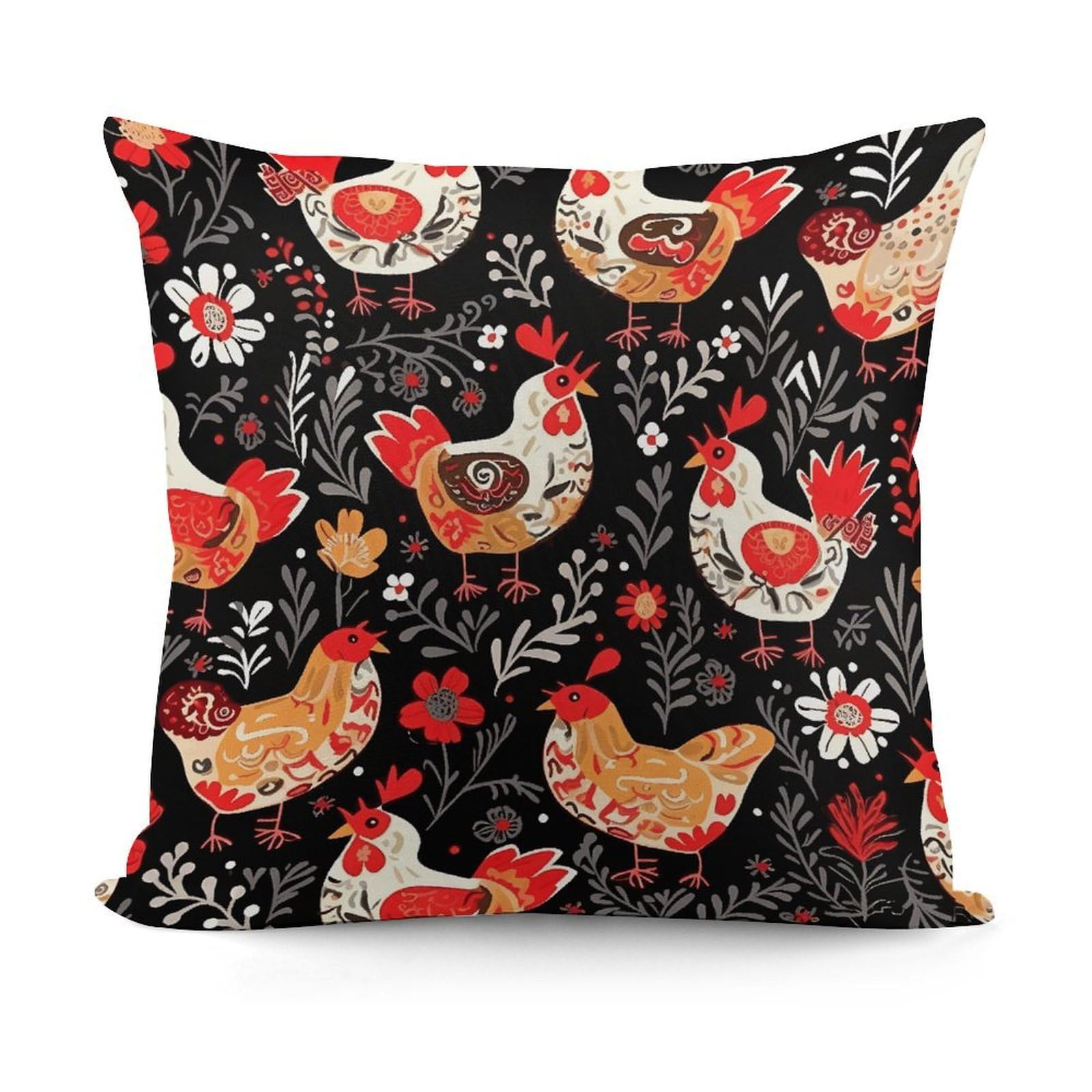 VstaDank Decorative Cute Rooster Chickens Throw Pillow Covers Luxury Soft Pillowcases Fluffy Plush Accent Pillow Cases Personalized Square Lumbar Pillows Shells for All Seasons 18" X 18"