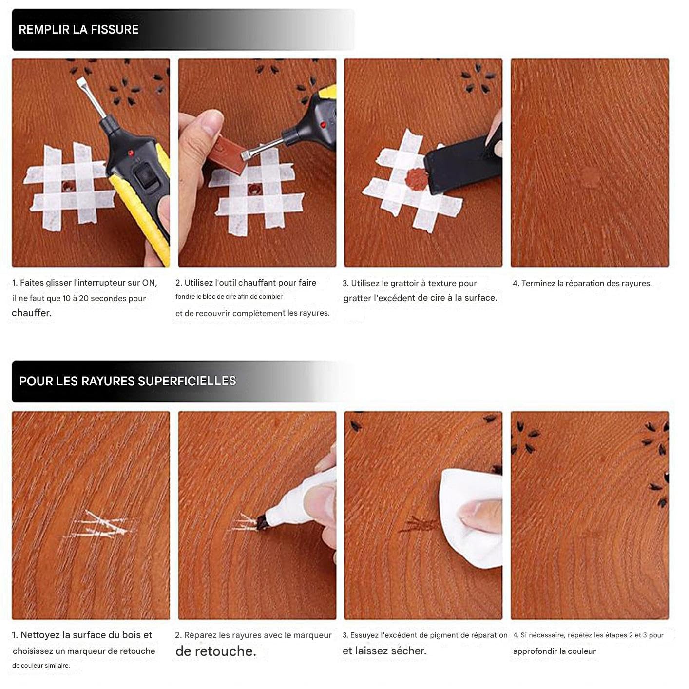 Kit reparación laminado Marcador pintura impermeable y pintable