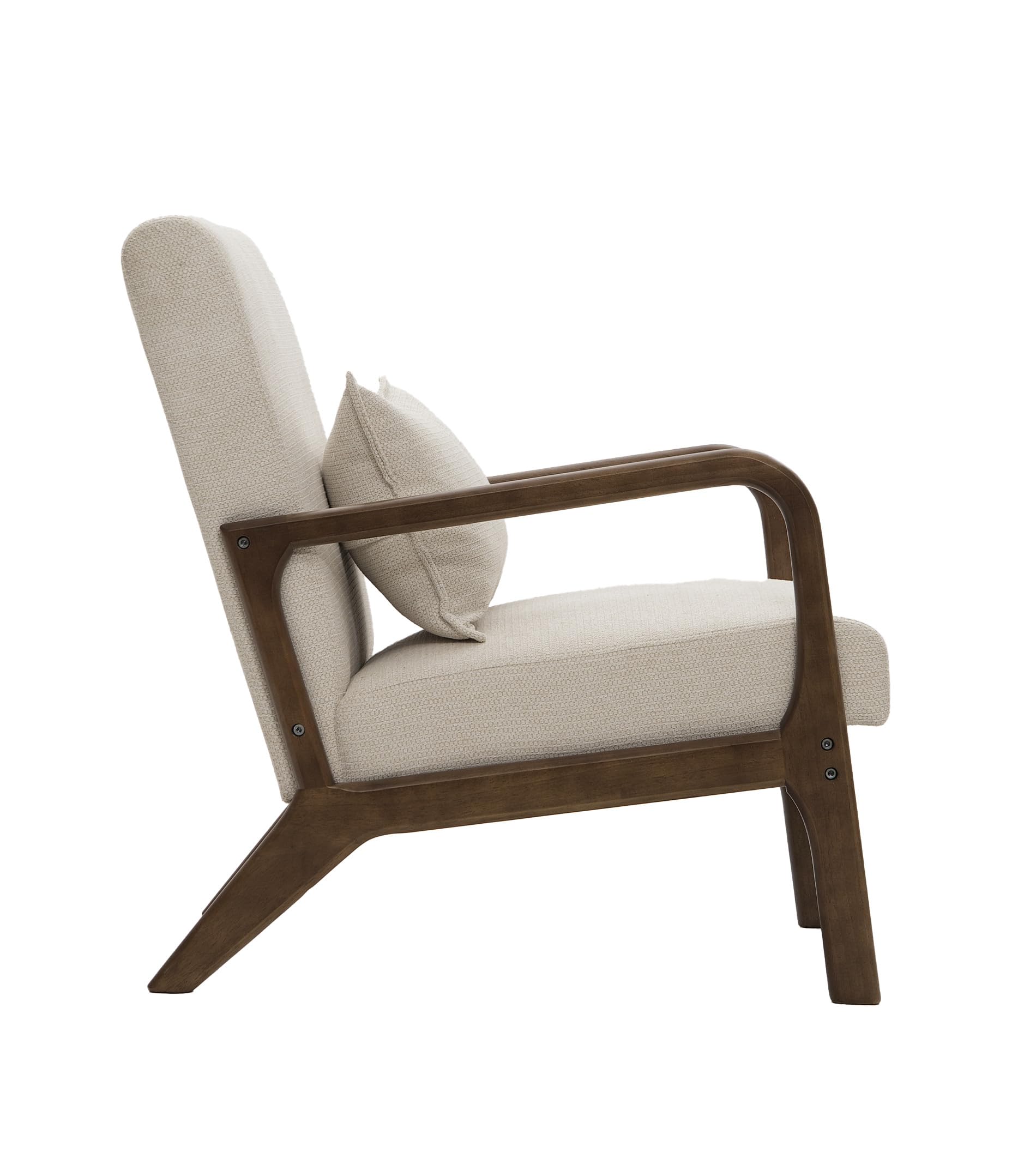 SWEET SOFA® - Butaca nórdica de Madera Maciza Nicole, tapizada Antimanchas, con cojín Incluido. 78x75x65cm (Beige)