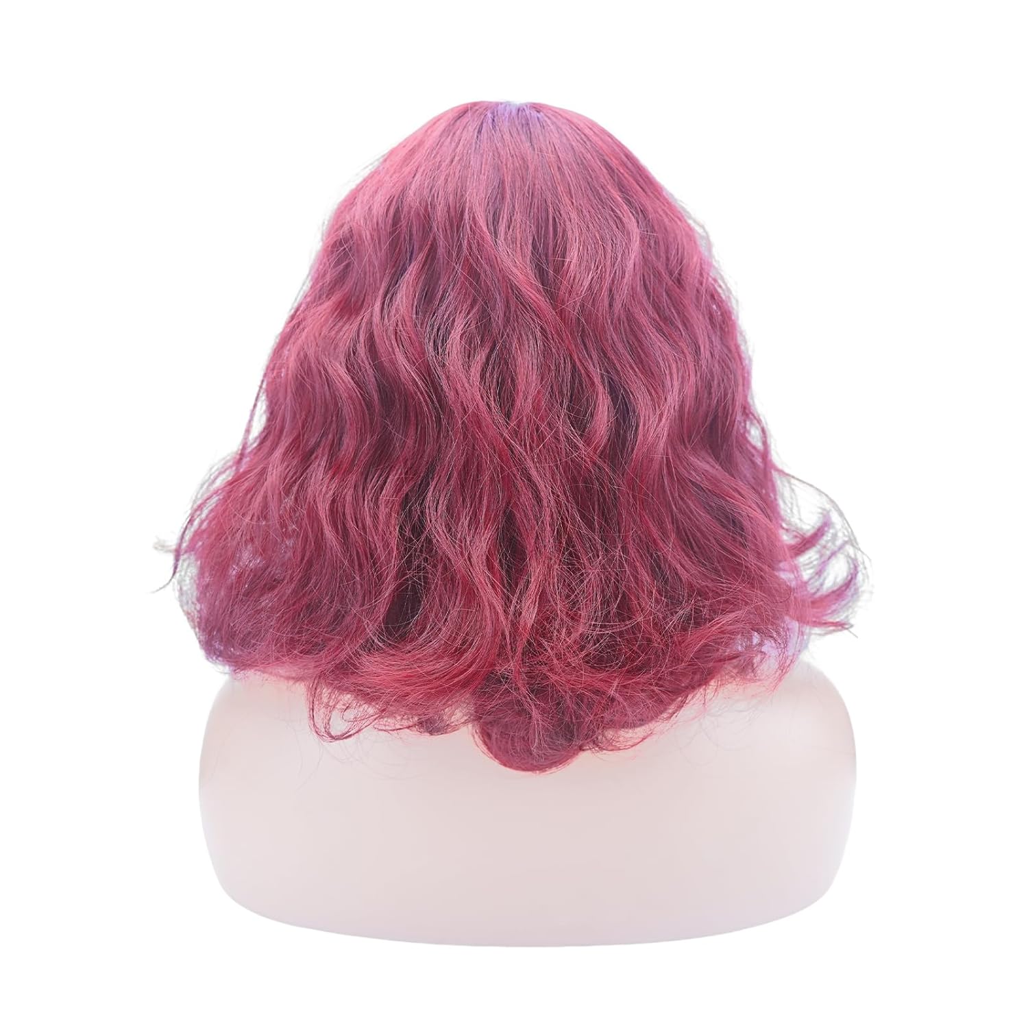 FREE BEAUTY Short Wavy Wine Red Wig with Bangs - Short Wine Red Bob Wigs for Women - Curly Wavy Textured French Bob Wig with Bangs Soft Synthetic Natural Looking Face-Framing Daily-12 Inches