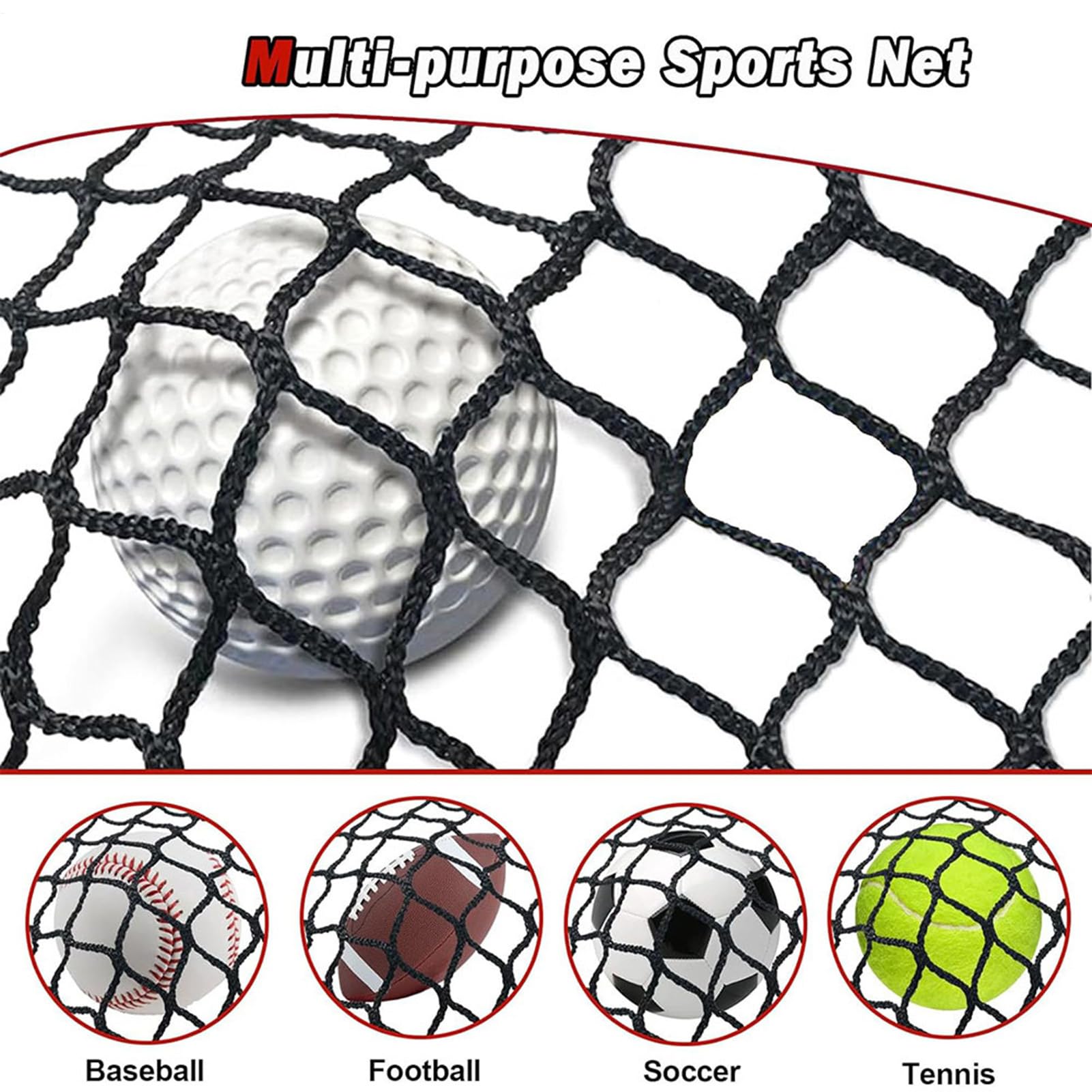 Filet de golf noir de 3 x 3 m, filet d'entraînement de golf, barrière de sport, filet de simulateur d'extérieur très résistant, filet de retour de sport, filet de conduite pour baseball, hockey