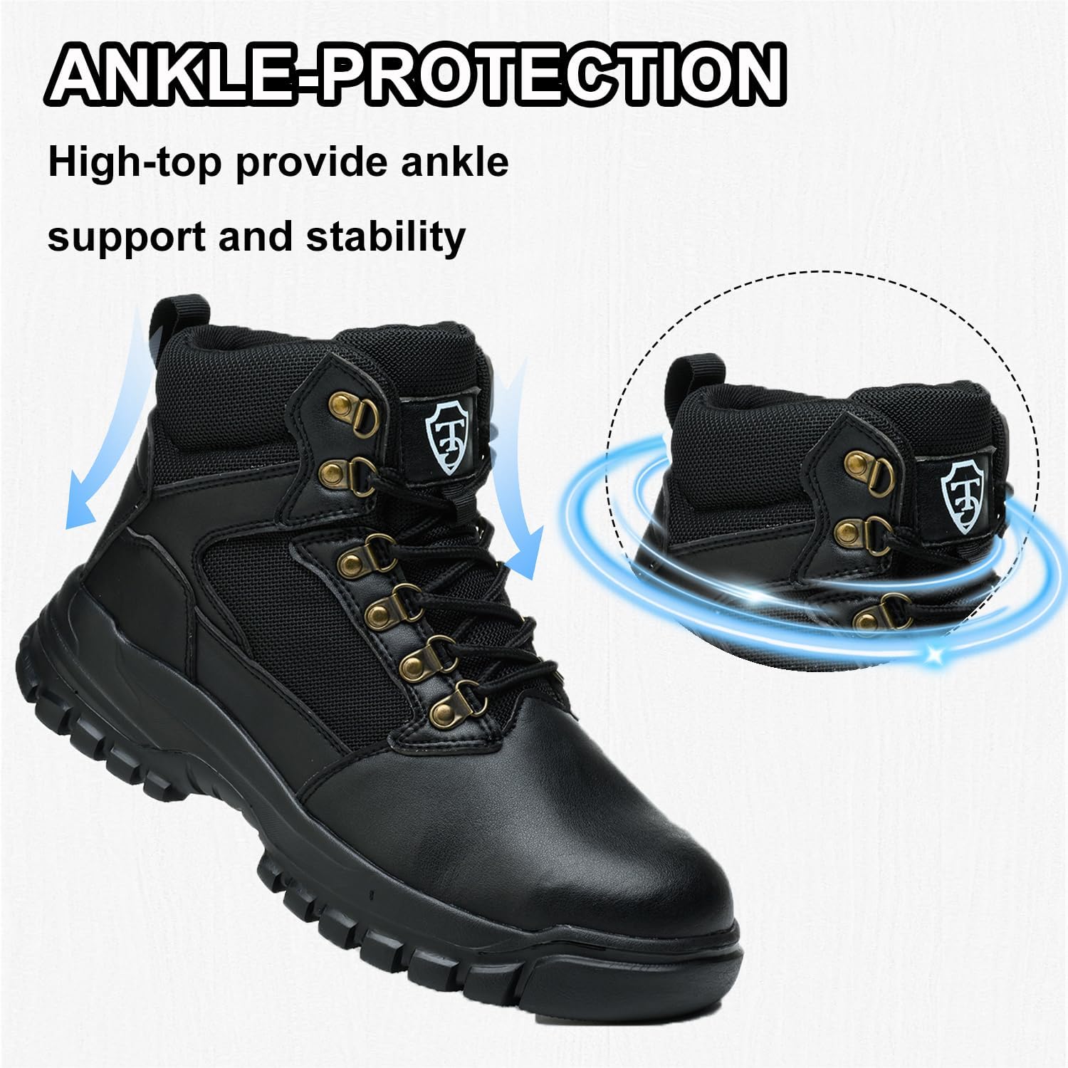 PJZHJ Waterproof Steel Toe Boots for Men-6 Inch Lightweight Steel Toe Shoes Puncture Proof Safety Work Boots Construction Shoes - Image 5