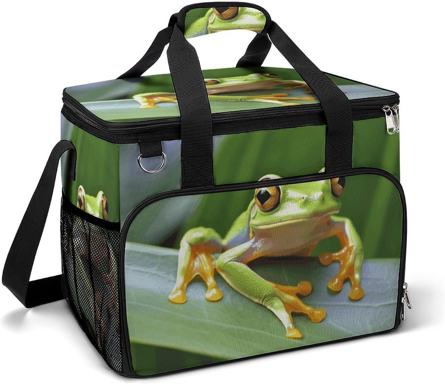 Large Capacity Oxford Cloth Tree Frog Baby Printed Camping Ice Bag, Outdoor Portable Insulation and Cooling Bag, Suitable for Outdoor Camping and Picnics