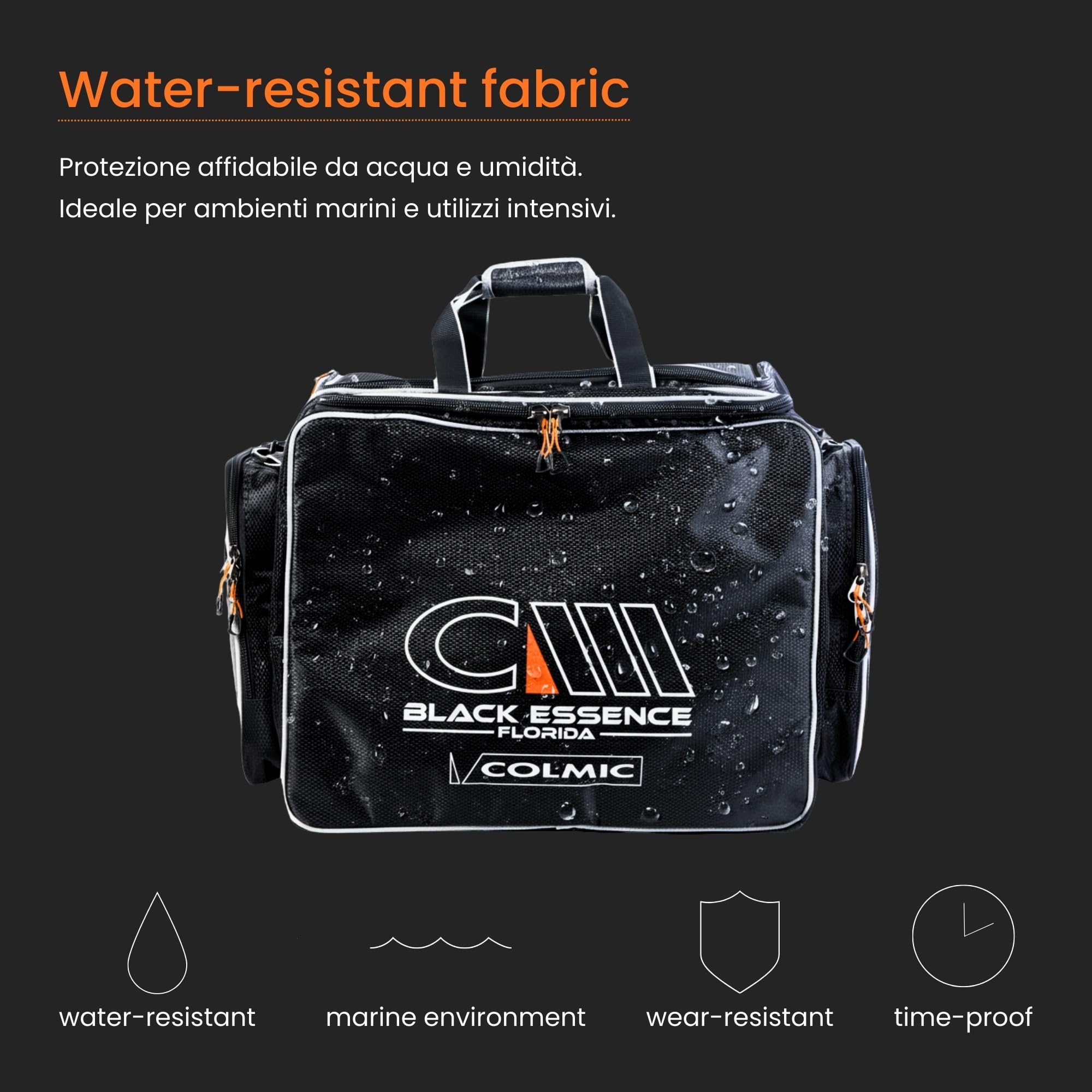 Colmic Black Essence – Equipo técnico de pesca y deporte, tejido de alto rendimiento, múltiples bolsillos, viaje, fitness y piscina