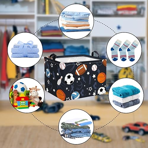 Miniatura 6 de Clastyle Cesta de almacenamiento de ropa de béisbol para sala de niños, cesta de almacenamiento de ropa de fútbol, baloncesto, sala de clase, para
