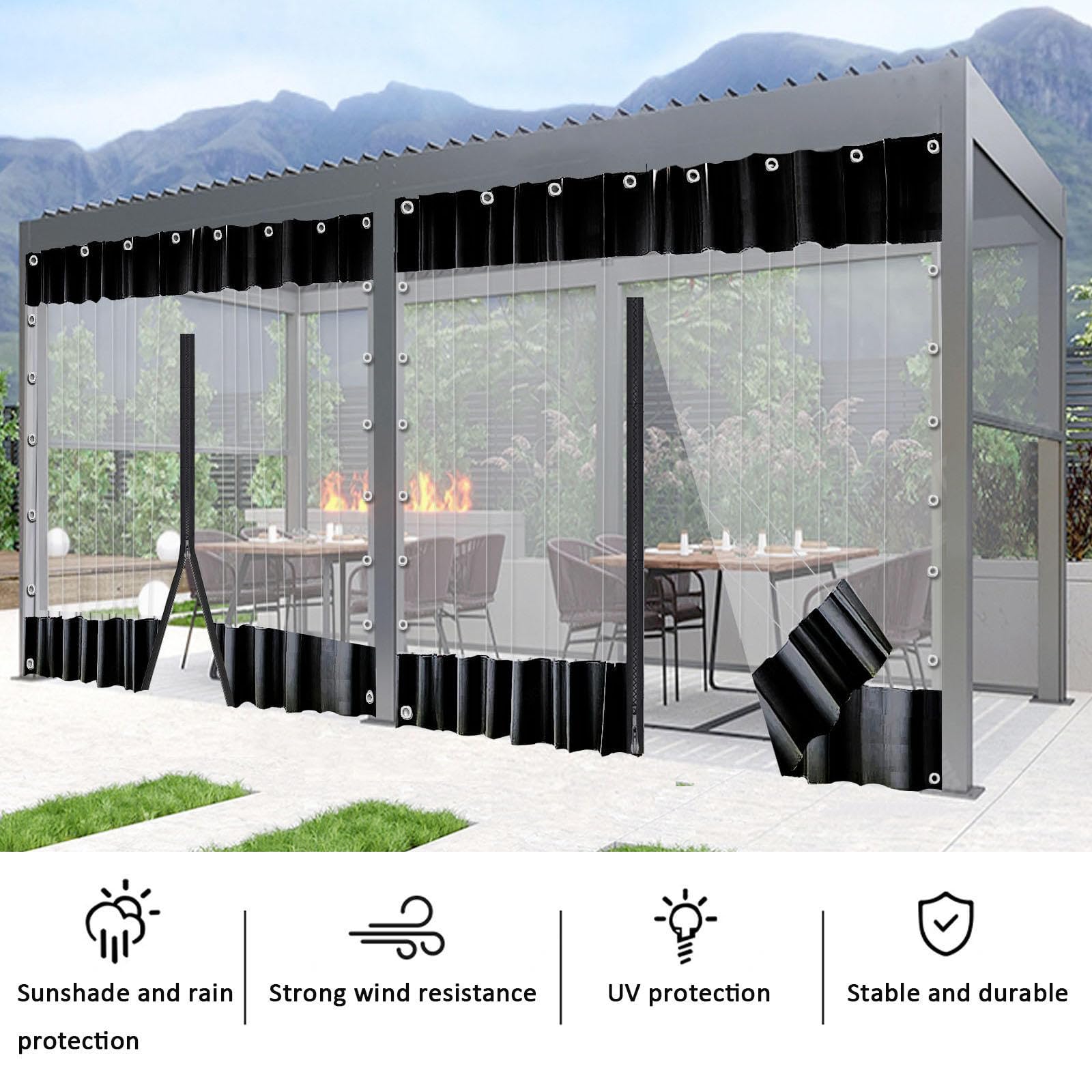 Amazon.com: TZYYAO Outdoor Curtains Black-with Zipper