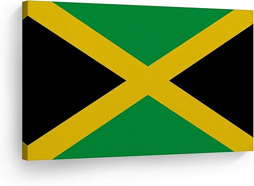 Miniatura 1 de Smile Art Design Lienzo decorativo para pared, diseño de bandera de Jamaica, banderas de país, oficina, sala de estar, dormitorio, cocina, cueva de
