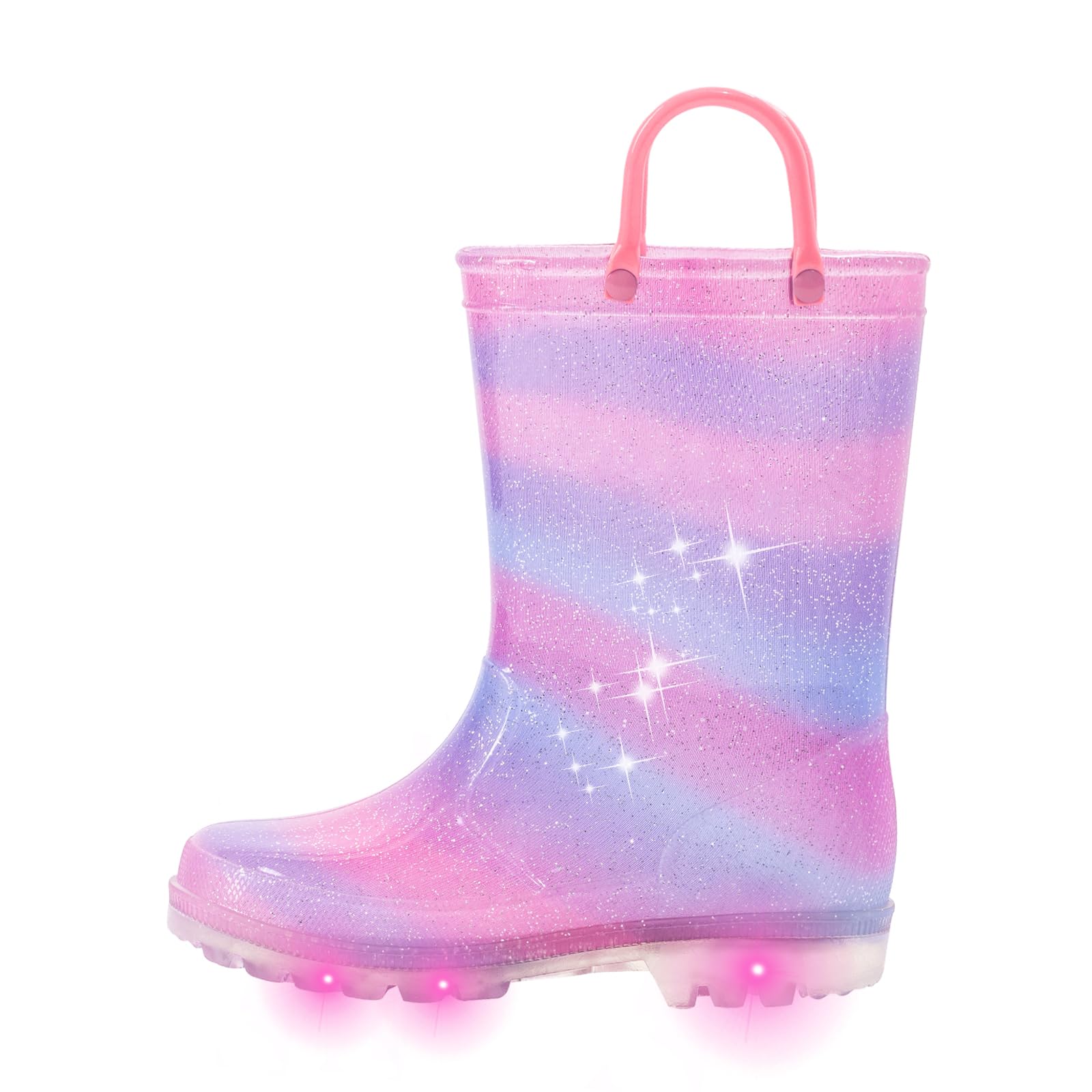 FUNCOO PLUS Botas de lluvia para niños y niñas, botas impermeables iluminadas