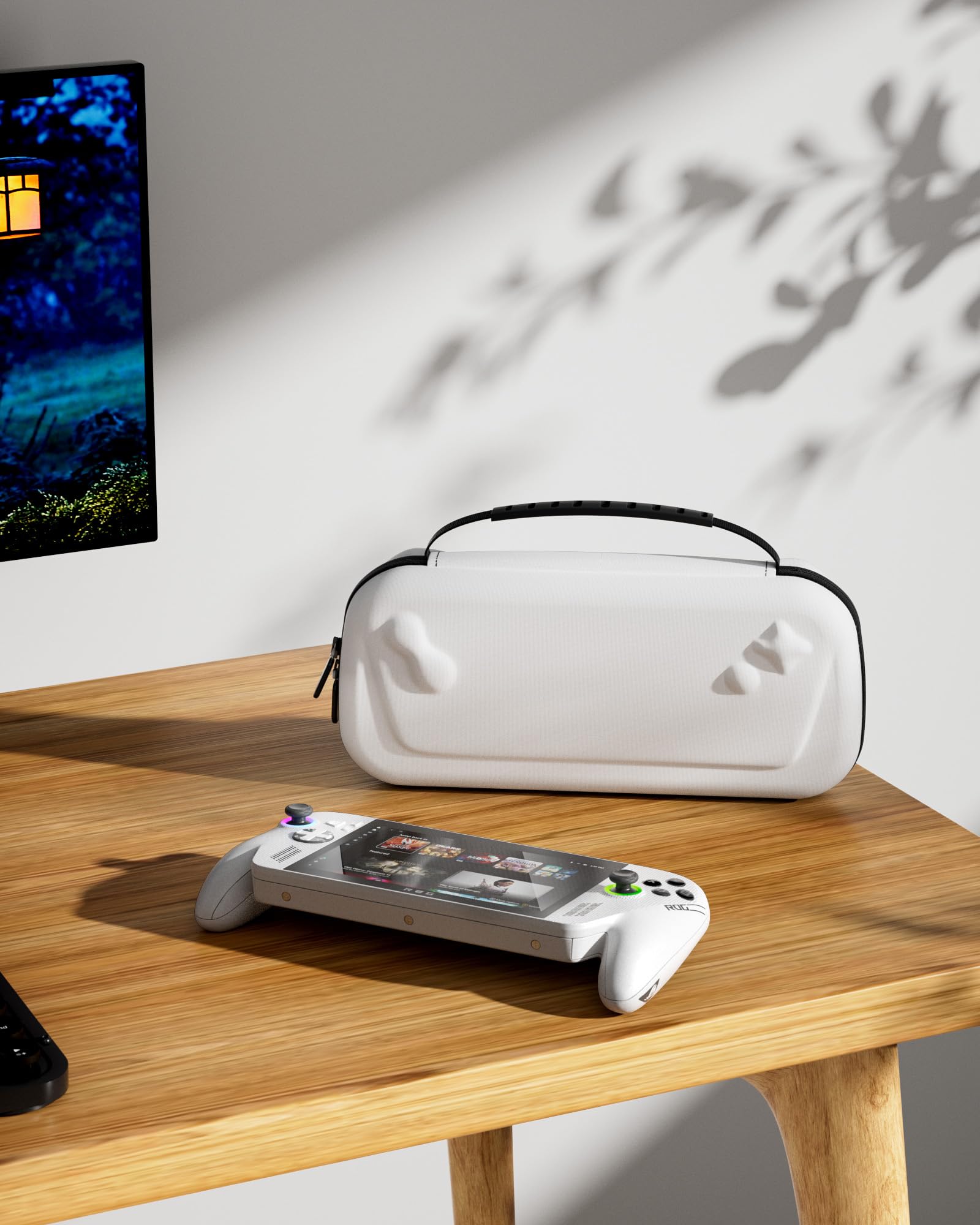 ProCase Housse pour ROG Xbox Ally / ROG Xbox Ally X, Boîtier Rigide Protection Portable pour Console, Étui EVA avec Compartiments pour Cartes et Accessoires, Sac de Transport Léger avec Poignée -Blanc