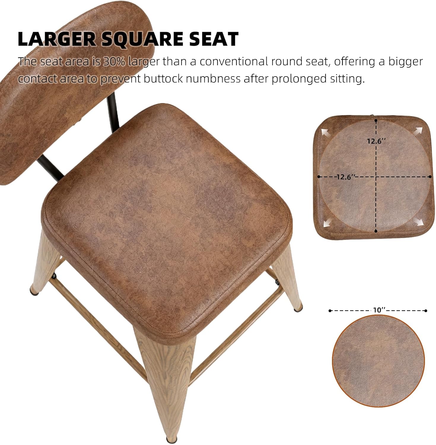 Counter Height Bar Stools Set of 4, 24 Inch Bar Stools with Soft Cushion Low Back Modern Barstools for Kitchen Island or Bar, Walnut