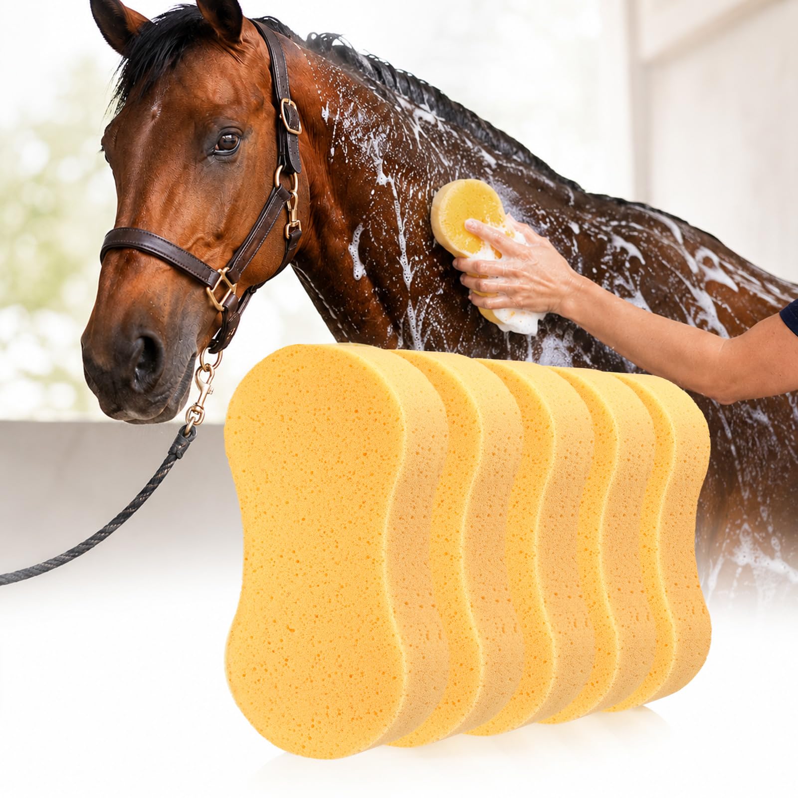 6 Pack Horse Grooming Sponges 8.5×4.5×2'' Equine Washing Sponges