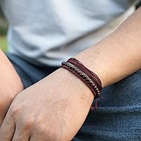 Vista 105 de Handmade Natural Stone Beaded Healing Bracelet Gift for Men Adjustable Rope String Bracelet