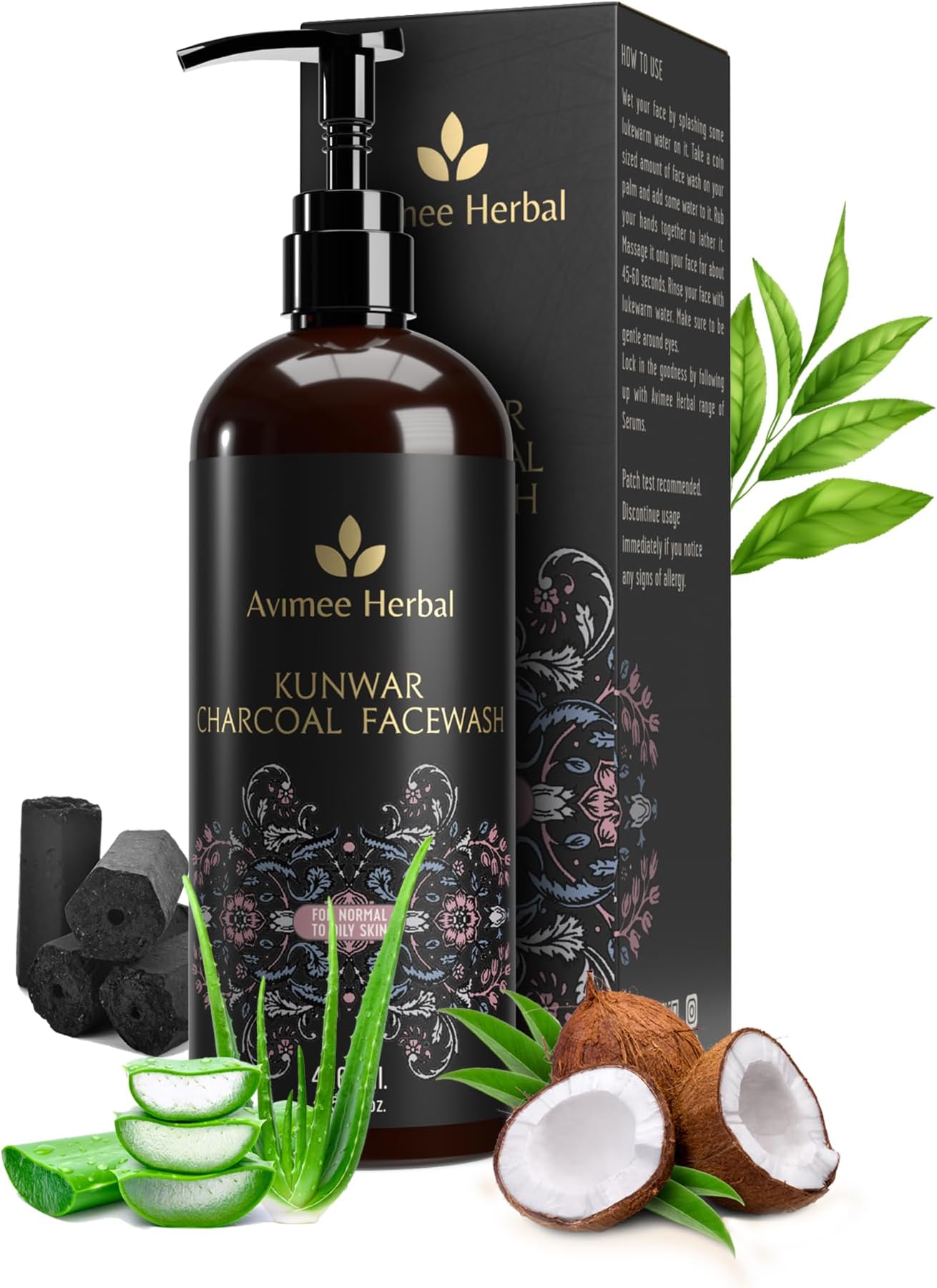 Kunwar Charcoal Face Wash I For Oil & Dust Free Skin That Glows From Within | Deep Cleaning With Activated Charcoal & Neem Extracts | 400 ml