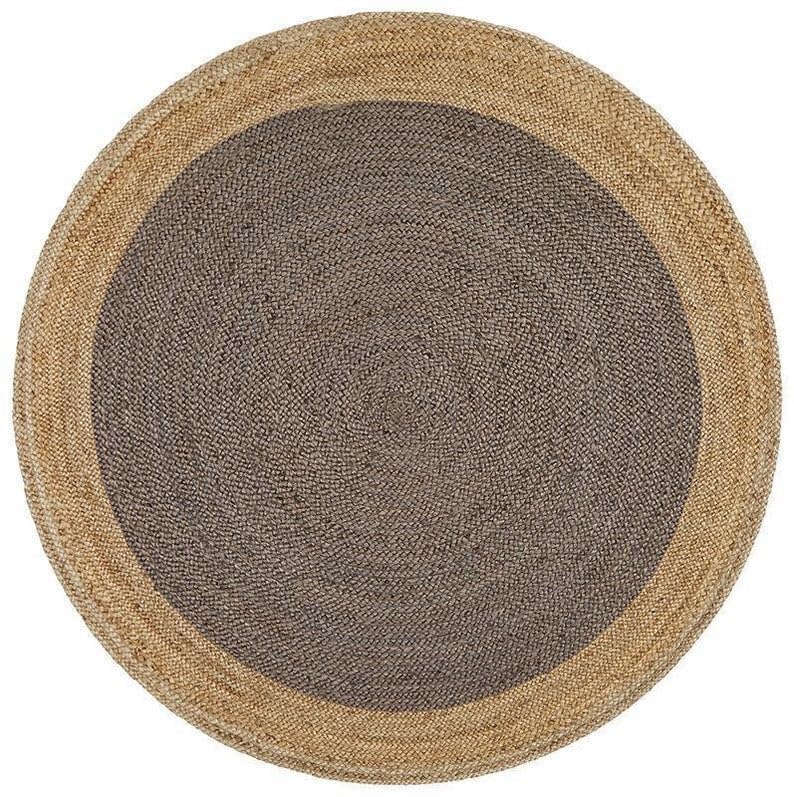 Tapis de sol rond en jute supérieure tressée main salon 120cm