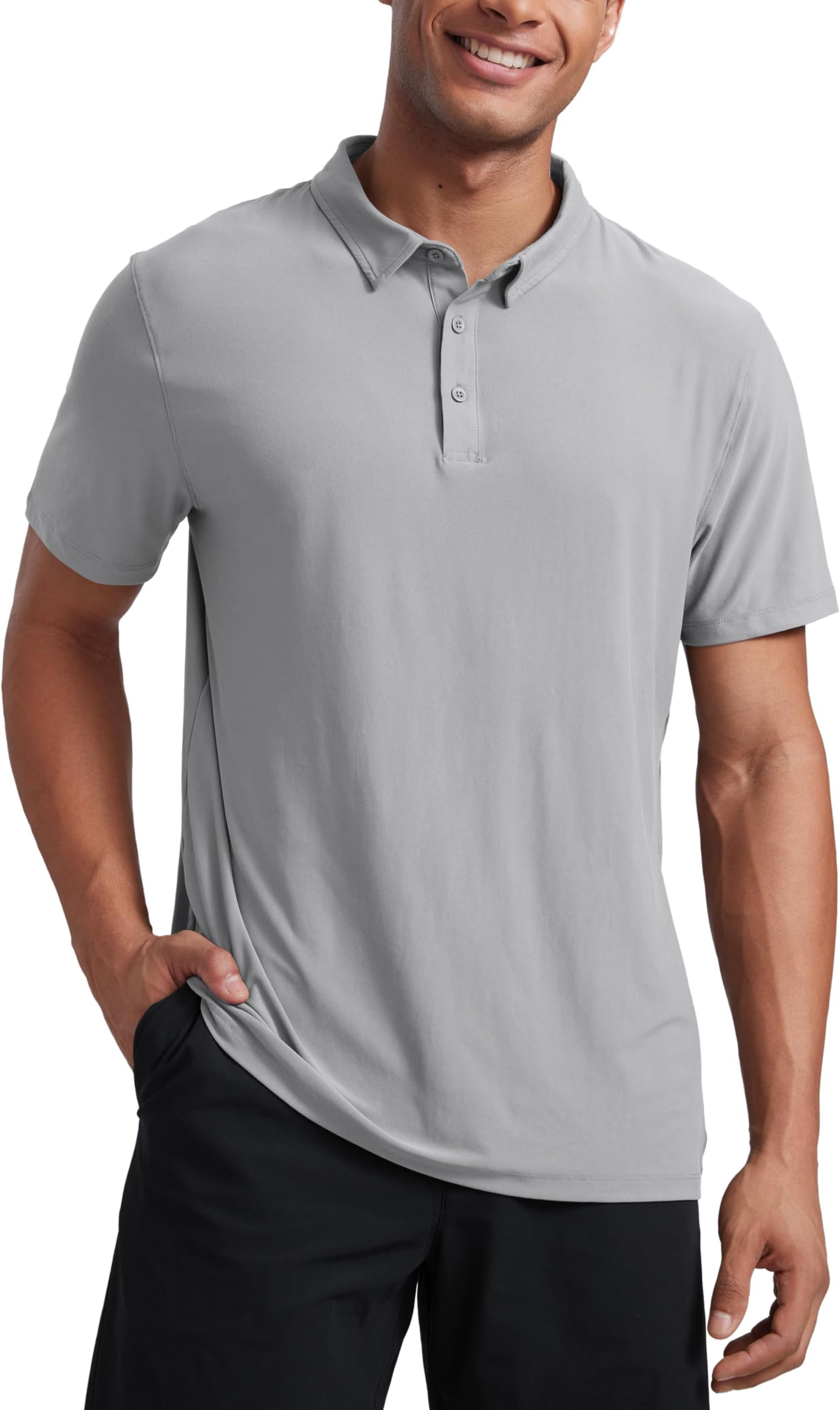 Cloudweight Mens Short Sleeve Polo Shirts Slim Fit Lightweight Moisture Wicking Athletic Casual Button Golf T-Shirts